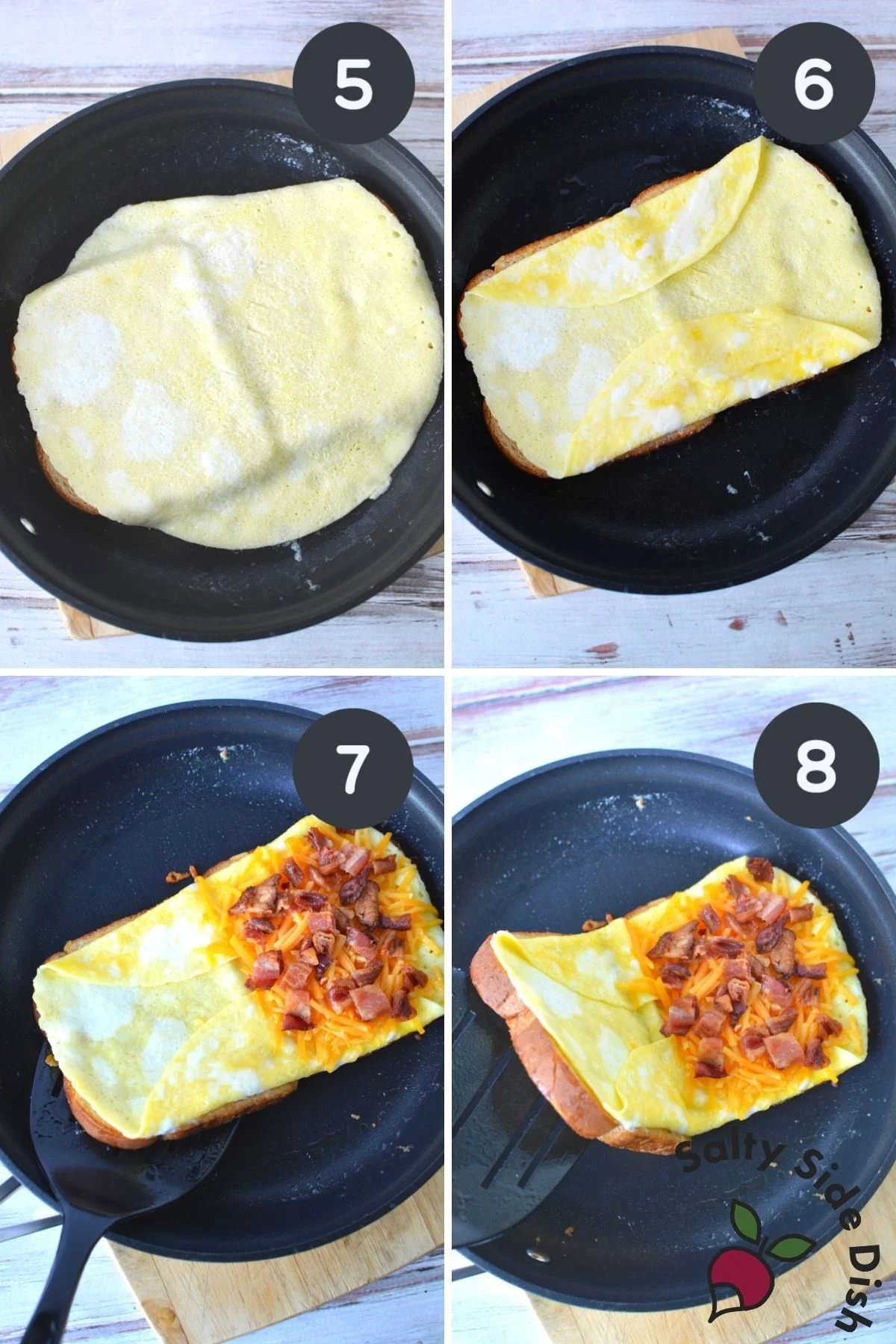 tiktok viral egg sandwich in a skillet.