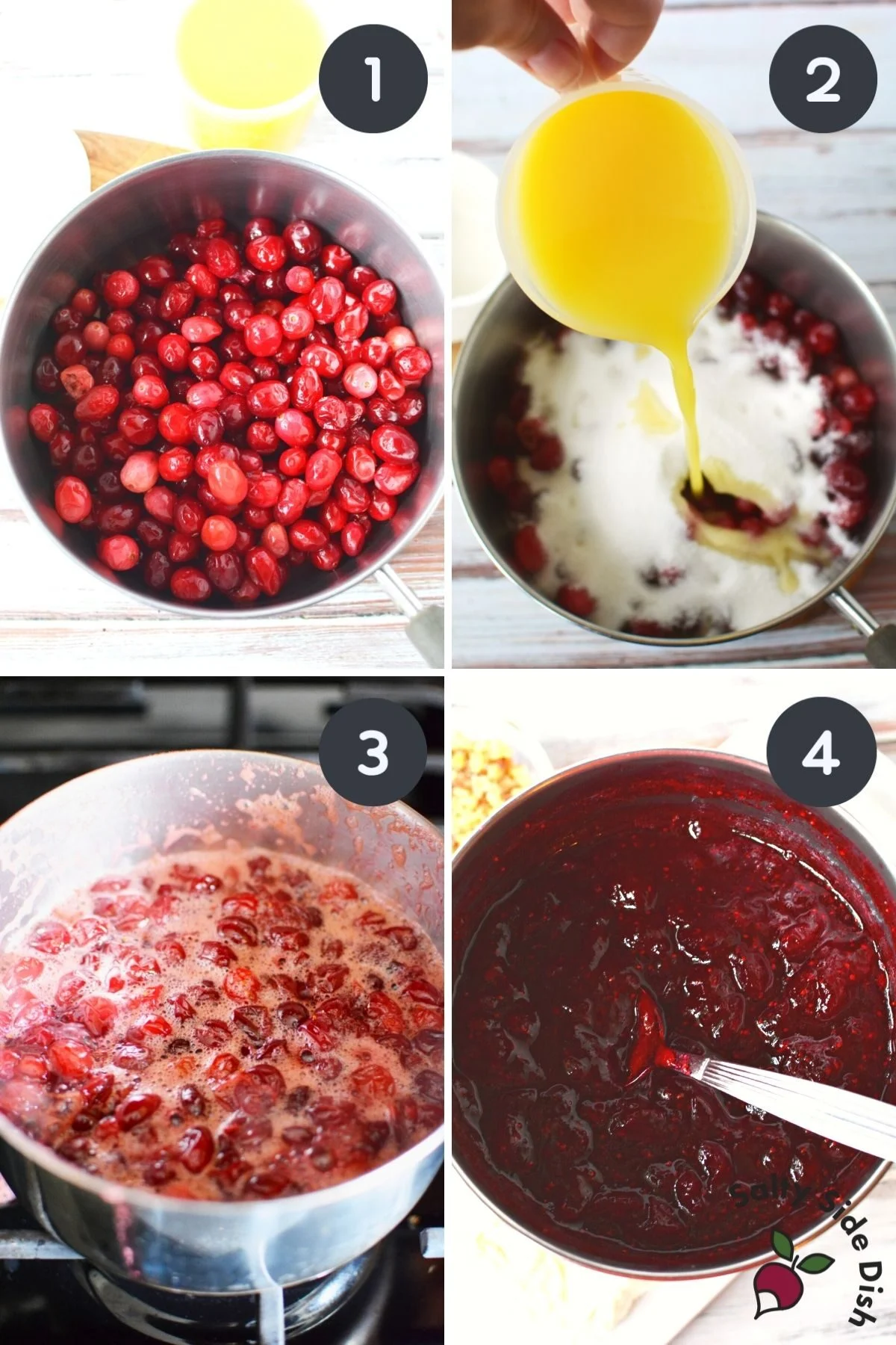 cranberry sauce being made for topping.