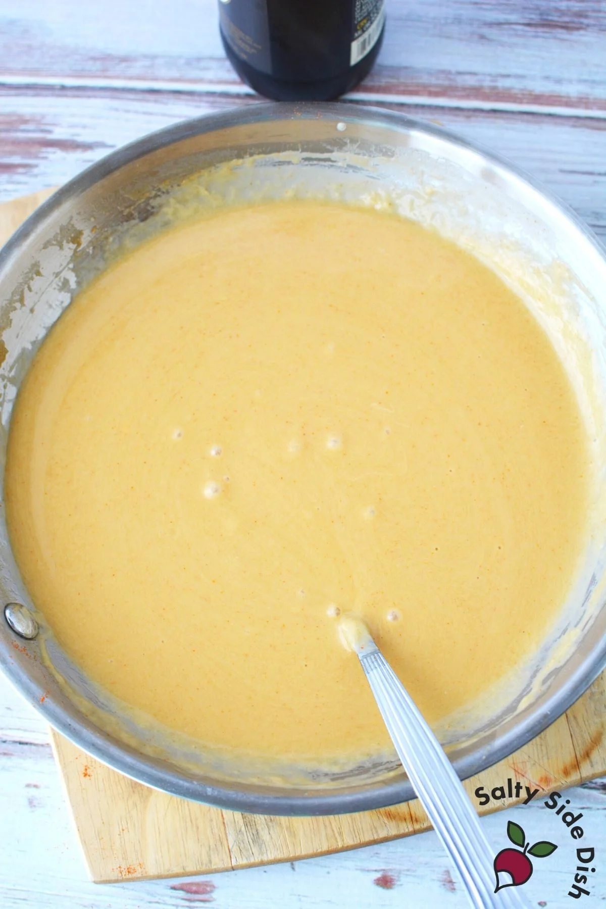 skillet of beer cheese.