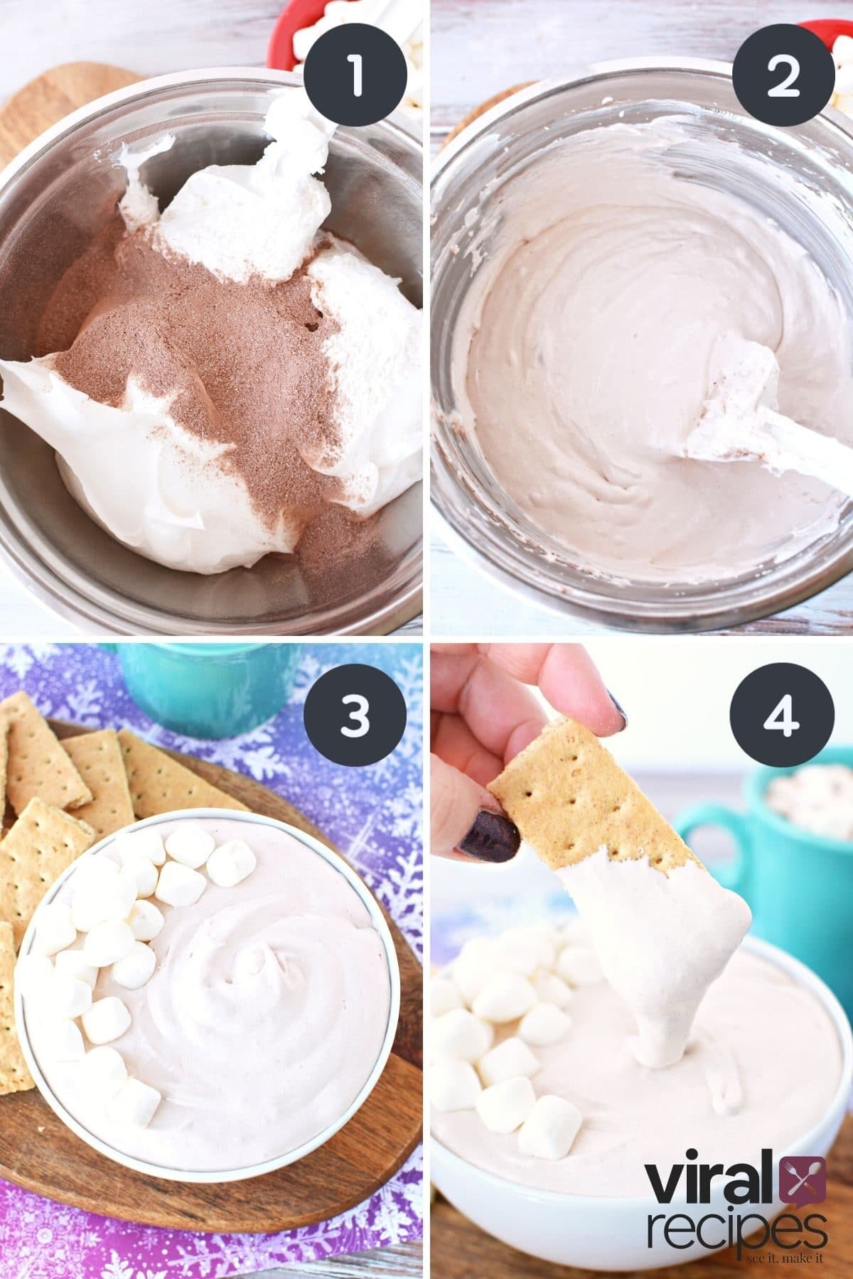 step by step making hot chocolate dip.
