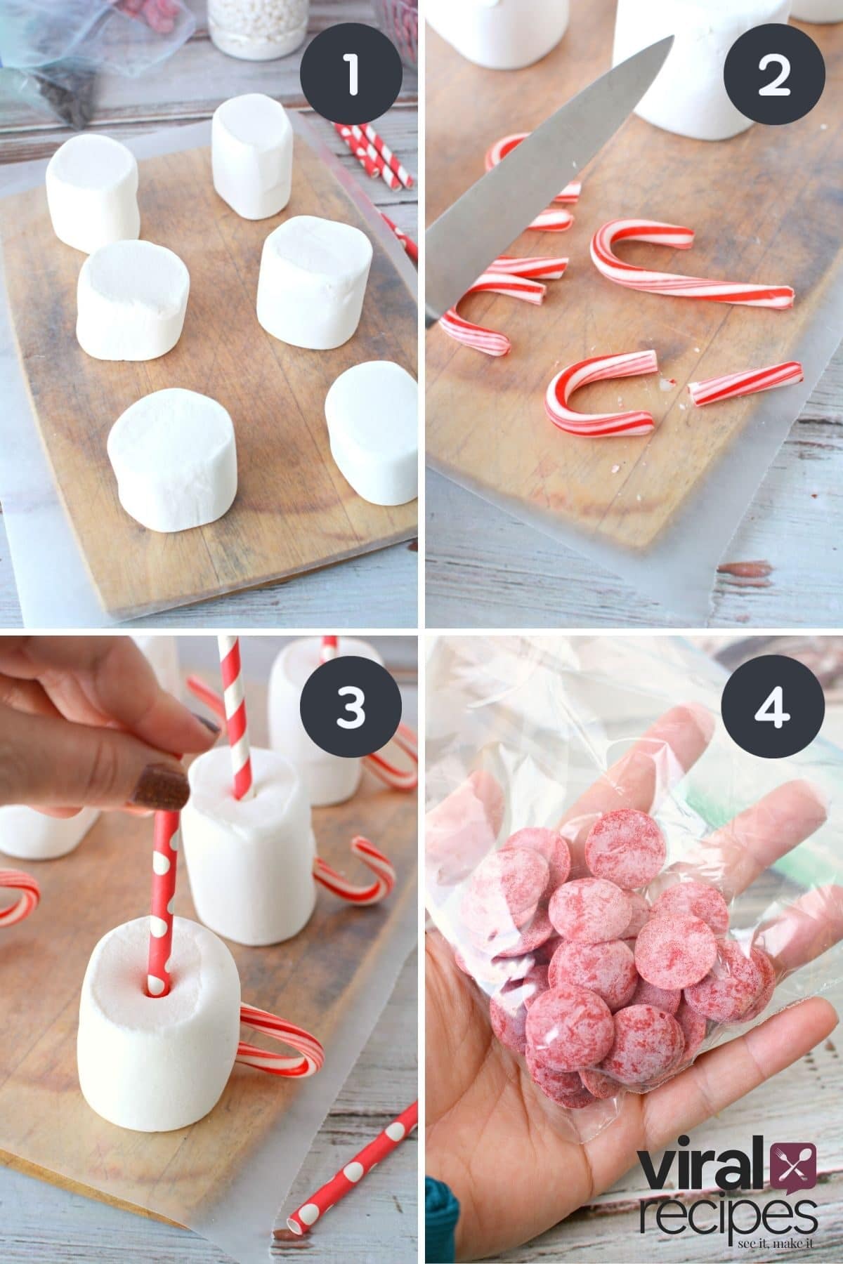collage of 4 images on making cocoa dippers.