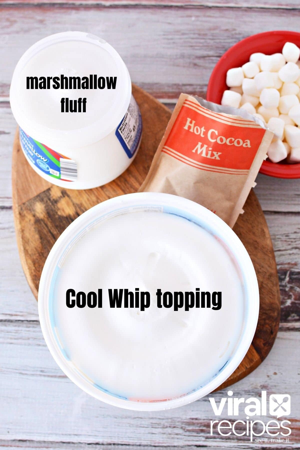 ingredients for hot chocolate dip.