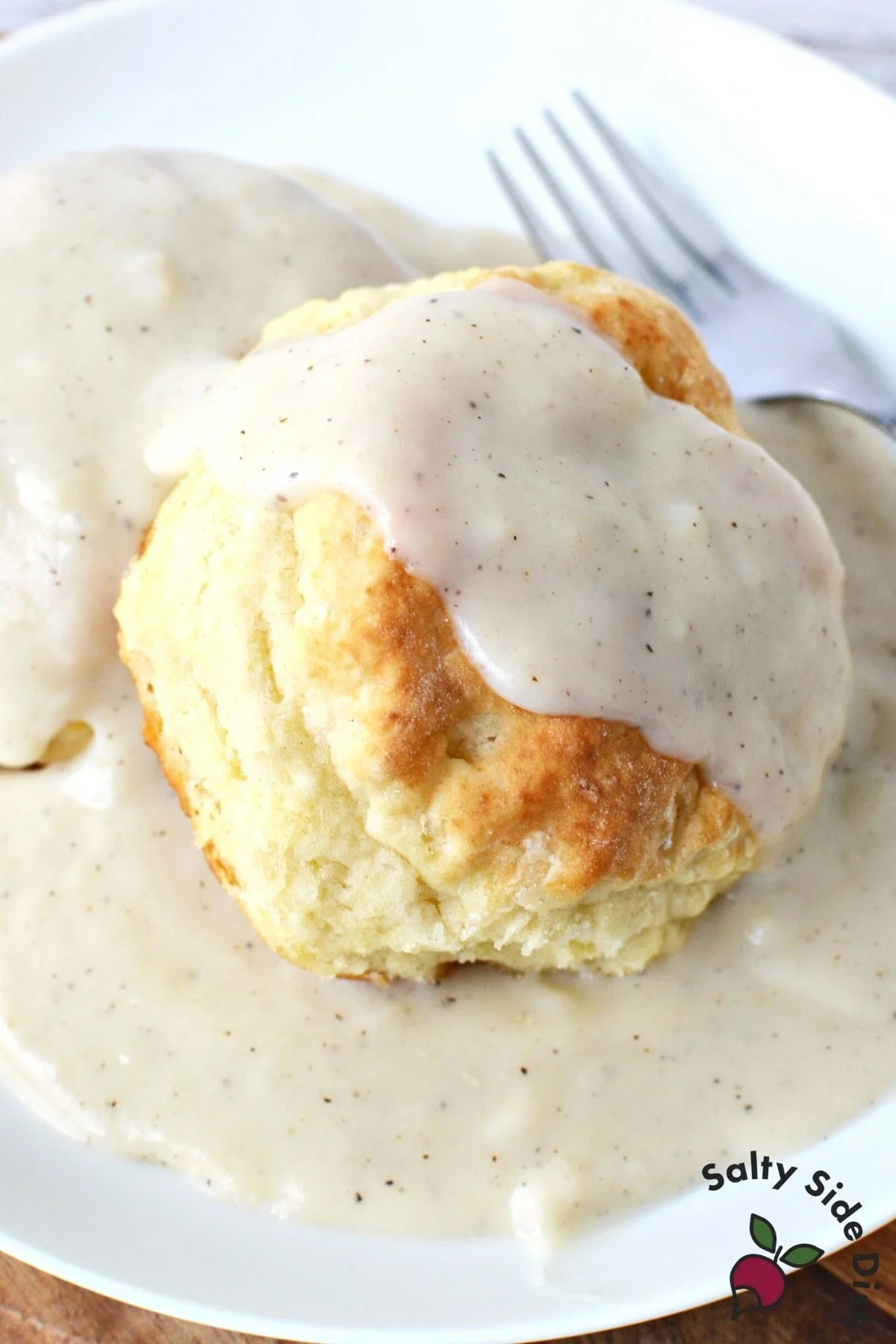 sausage free white gravy on a biscuit.