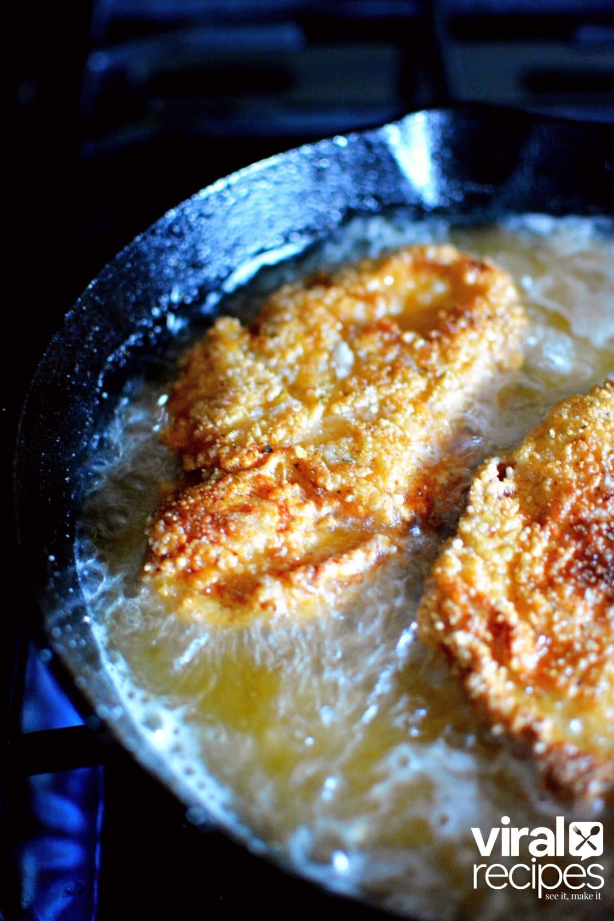 frying chicken in vegetable oil.