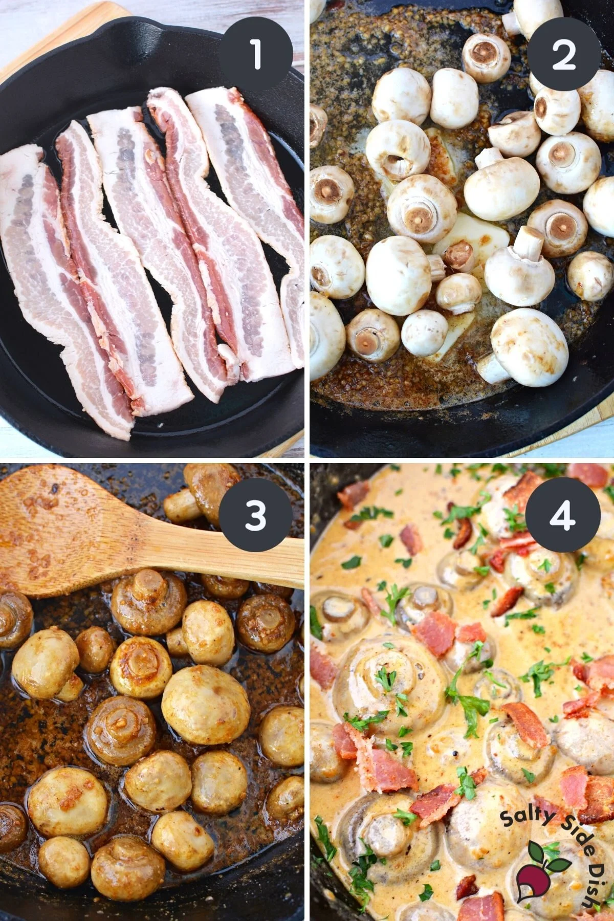 how to make garlic mushrooms in a cast iron pan.