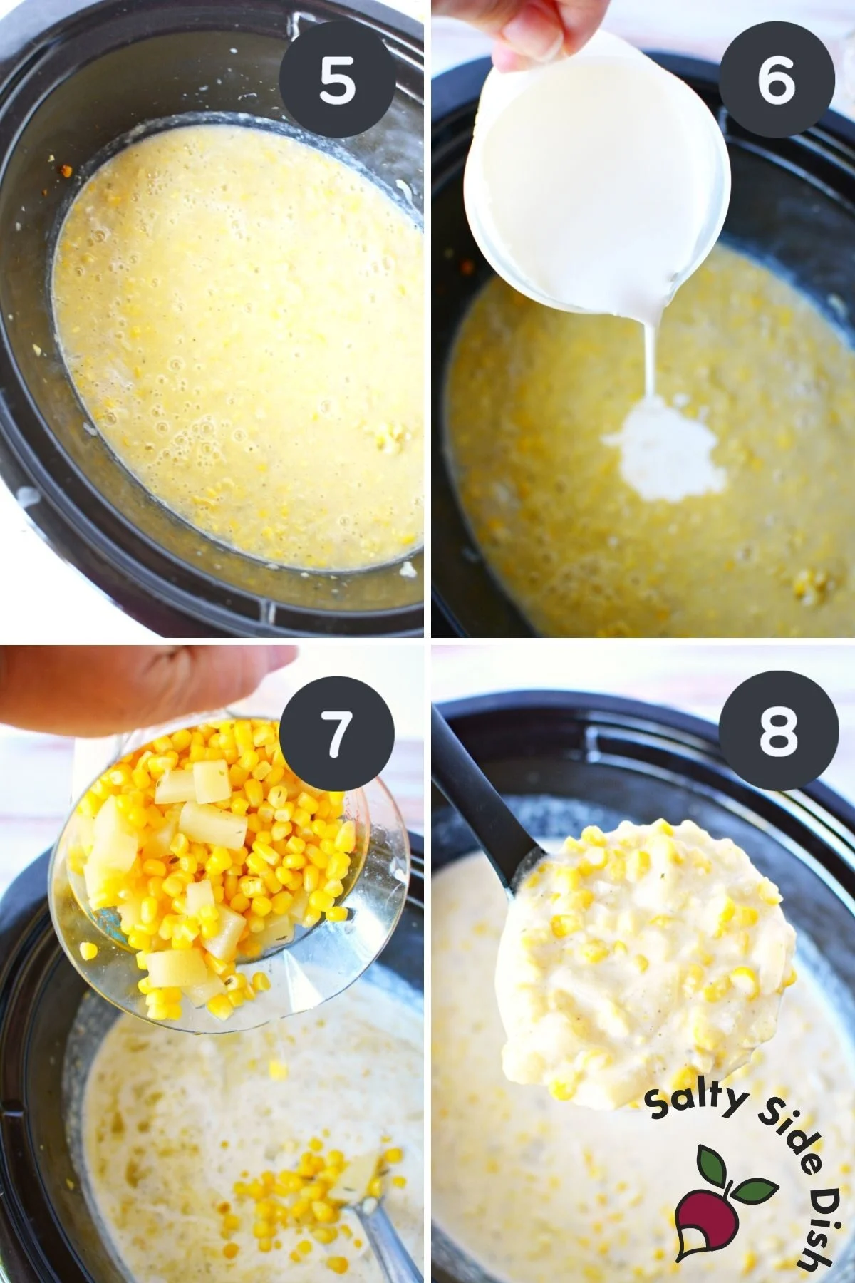 collage on how to make creamy corn chowder.