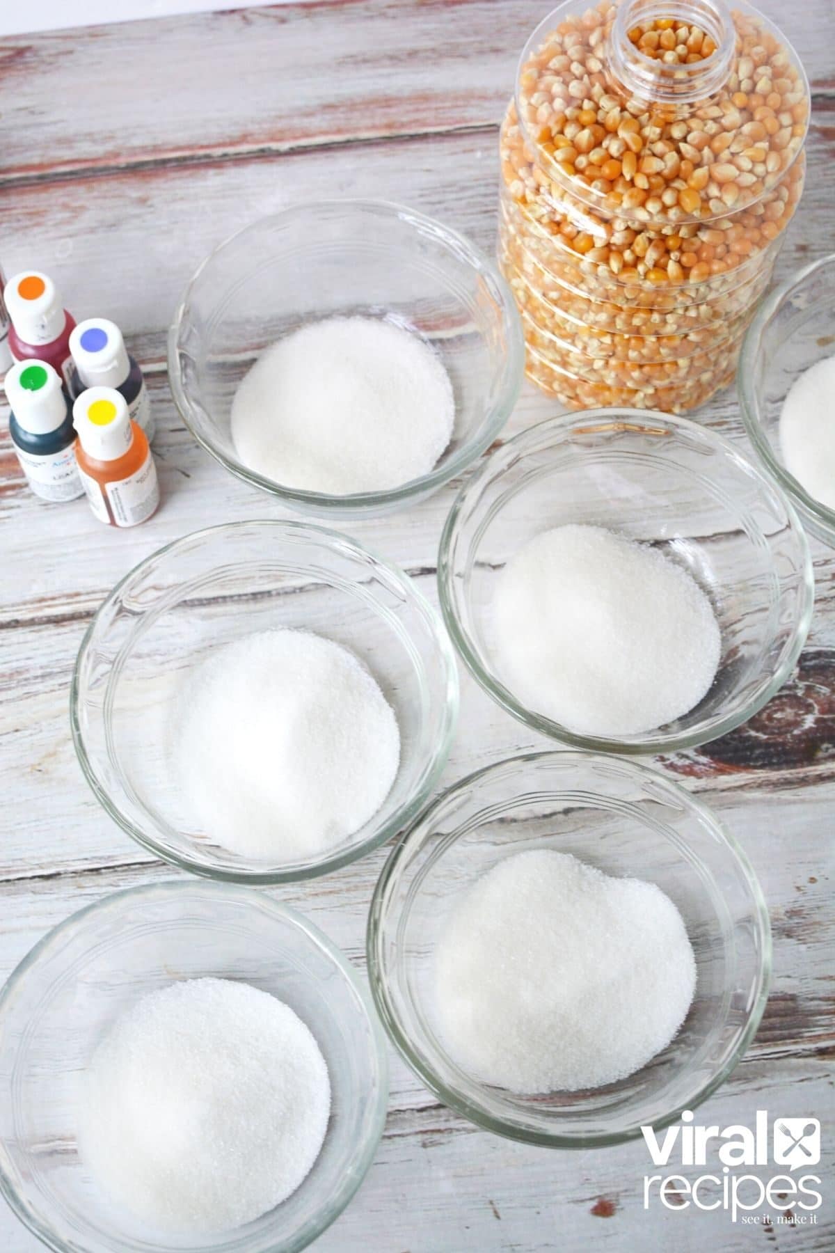 bowls of sugar.