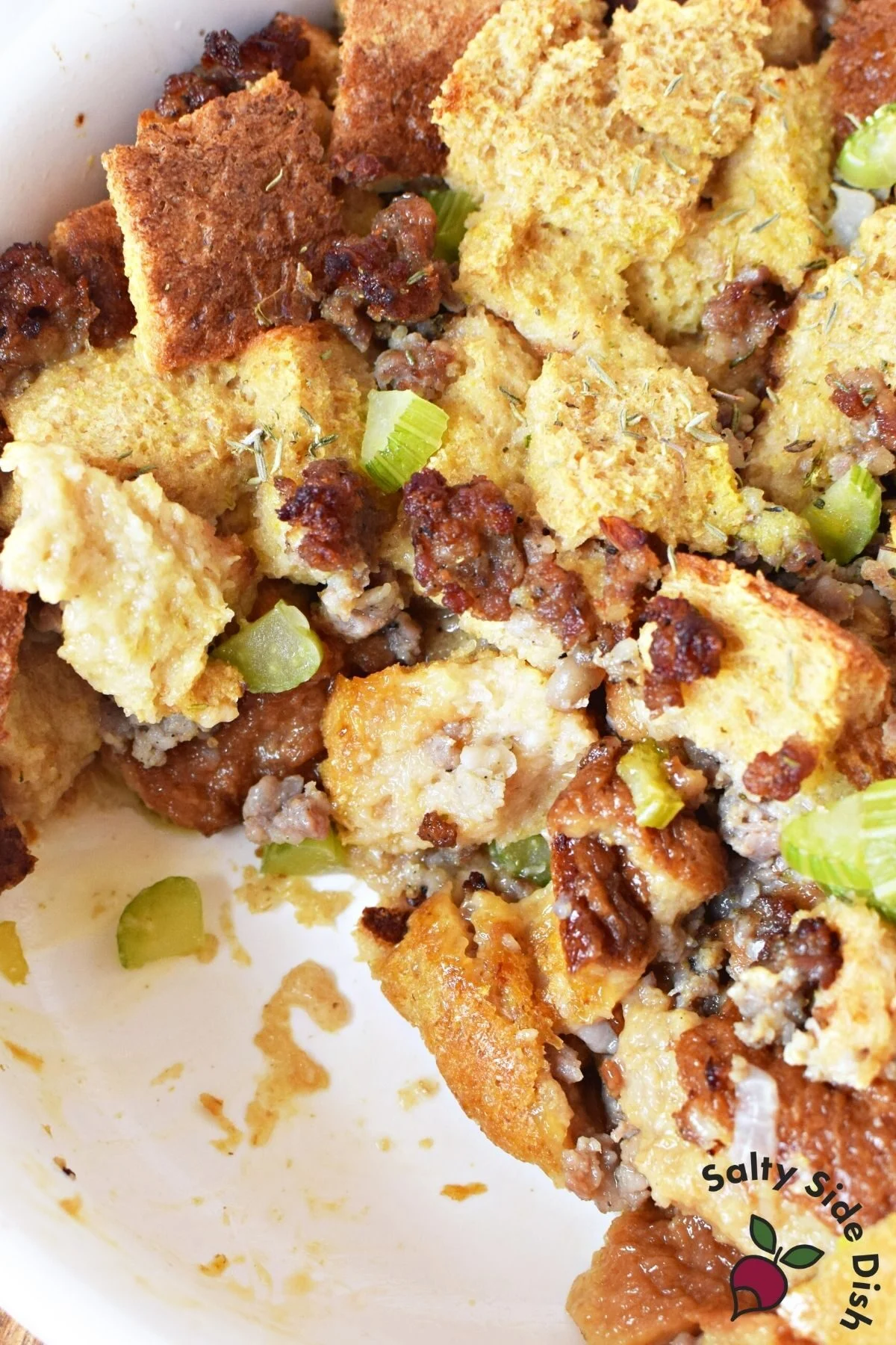 savory bread stuffing with celery and sausage.