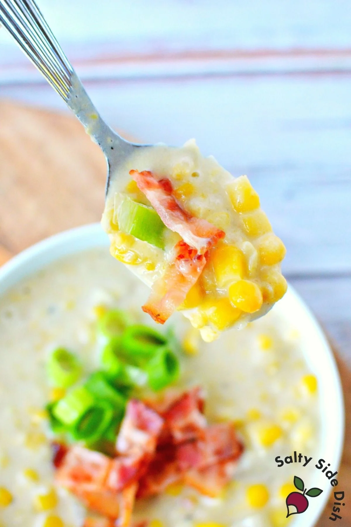 spoon of corn soup.