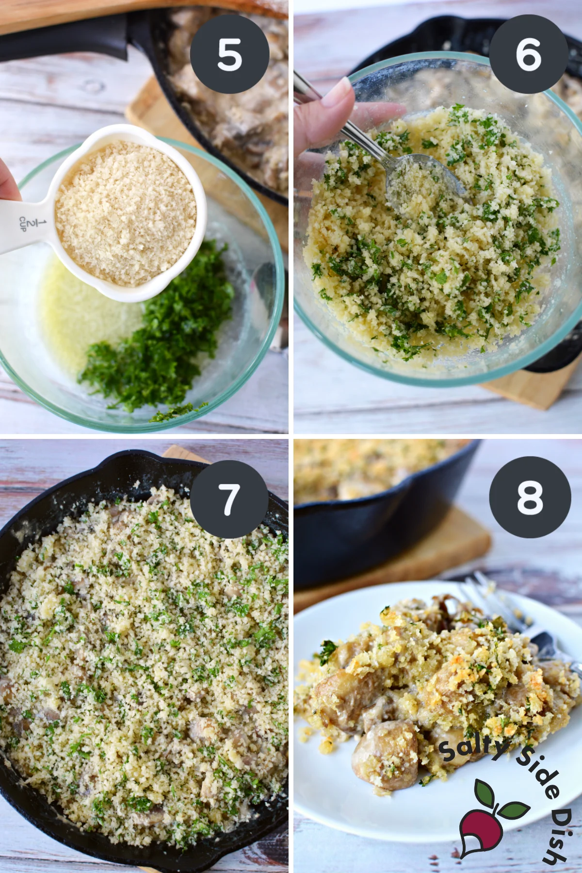 stuffed mushroom casserole recipe on a plate.