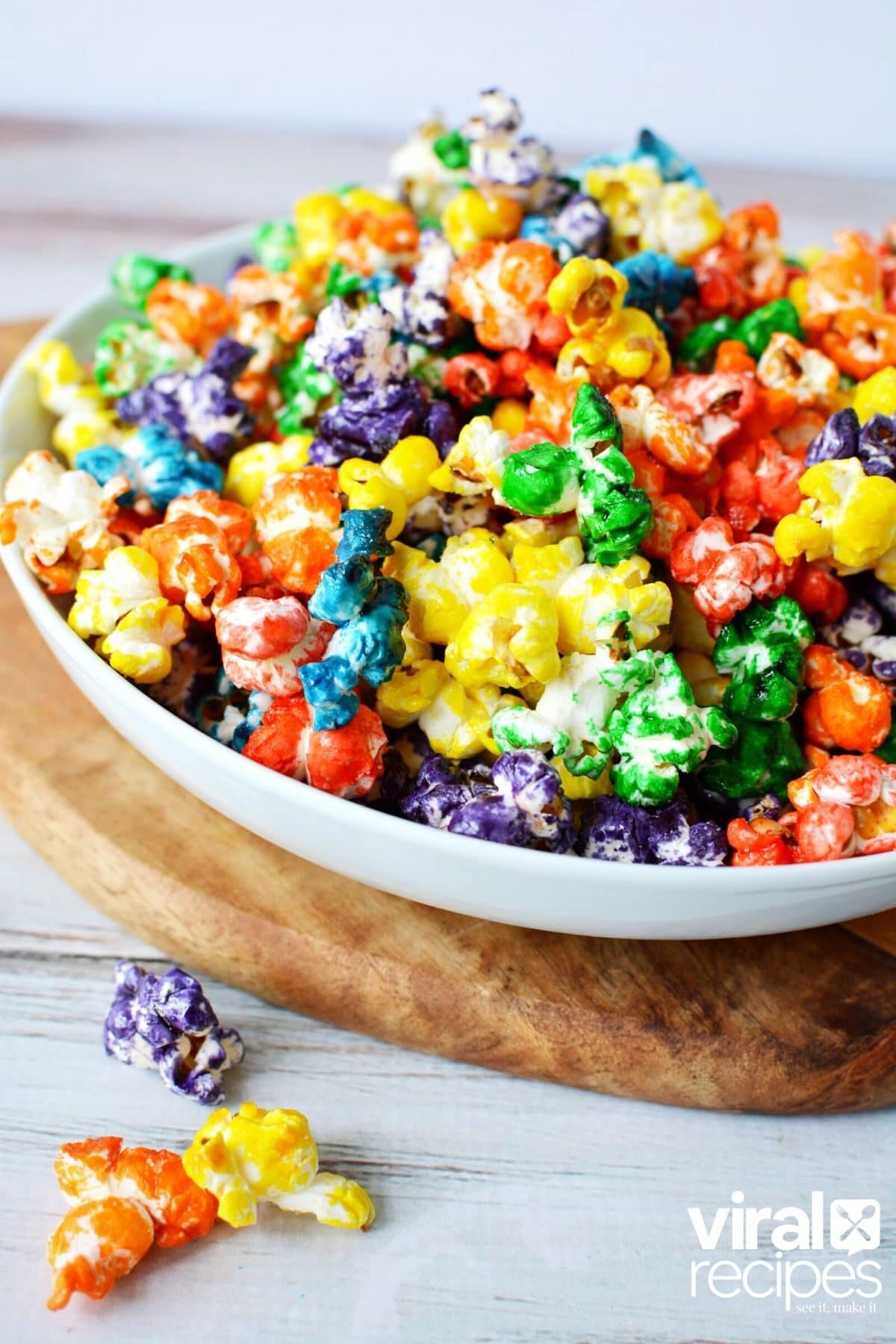 colored popcorn in a bowl ready to eat.