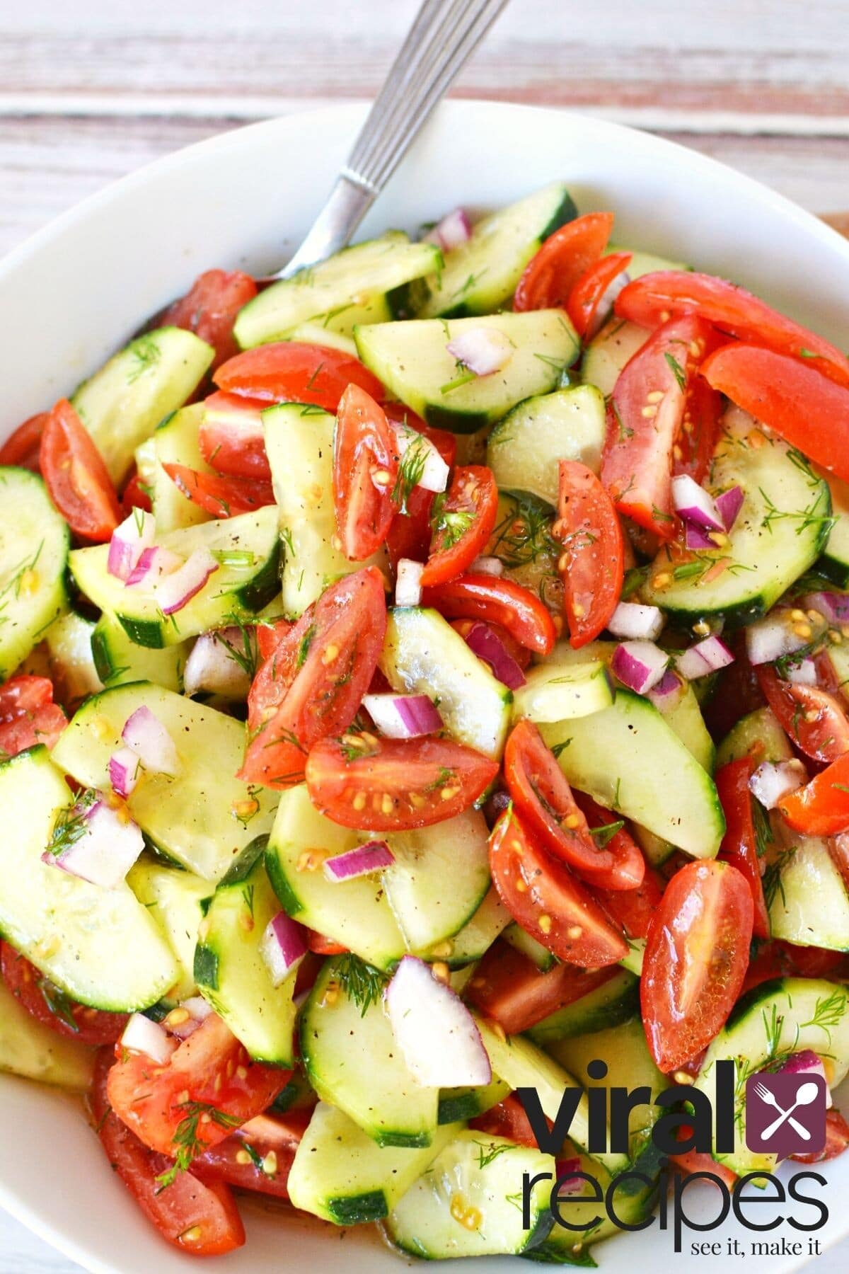 viral salad recipe in a white bowl.