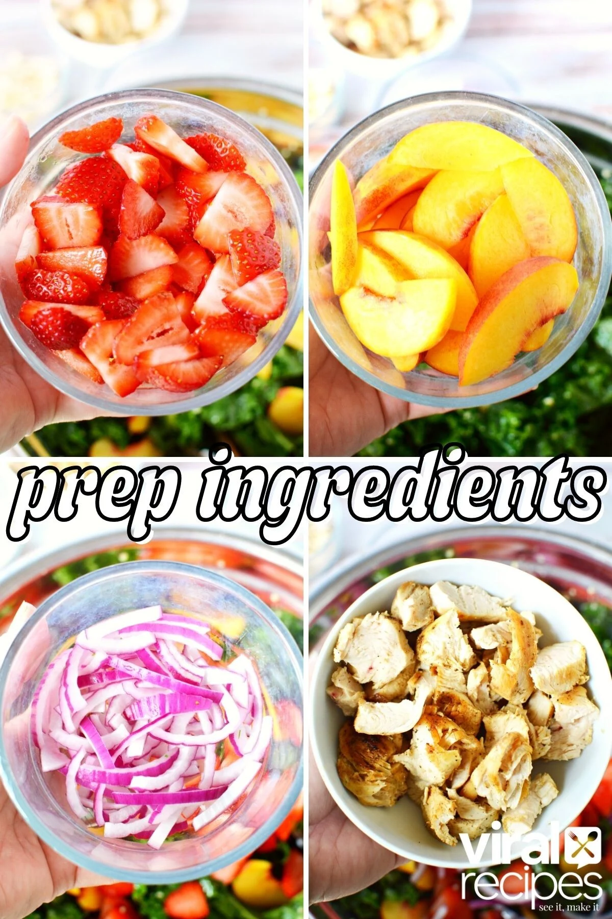 prepping vegetables and fruit.