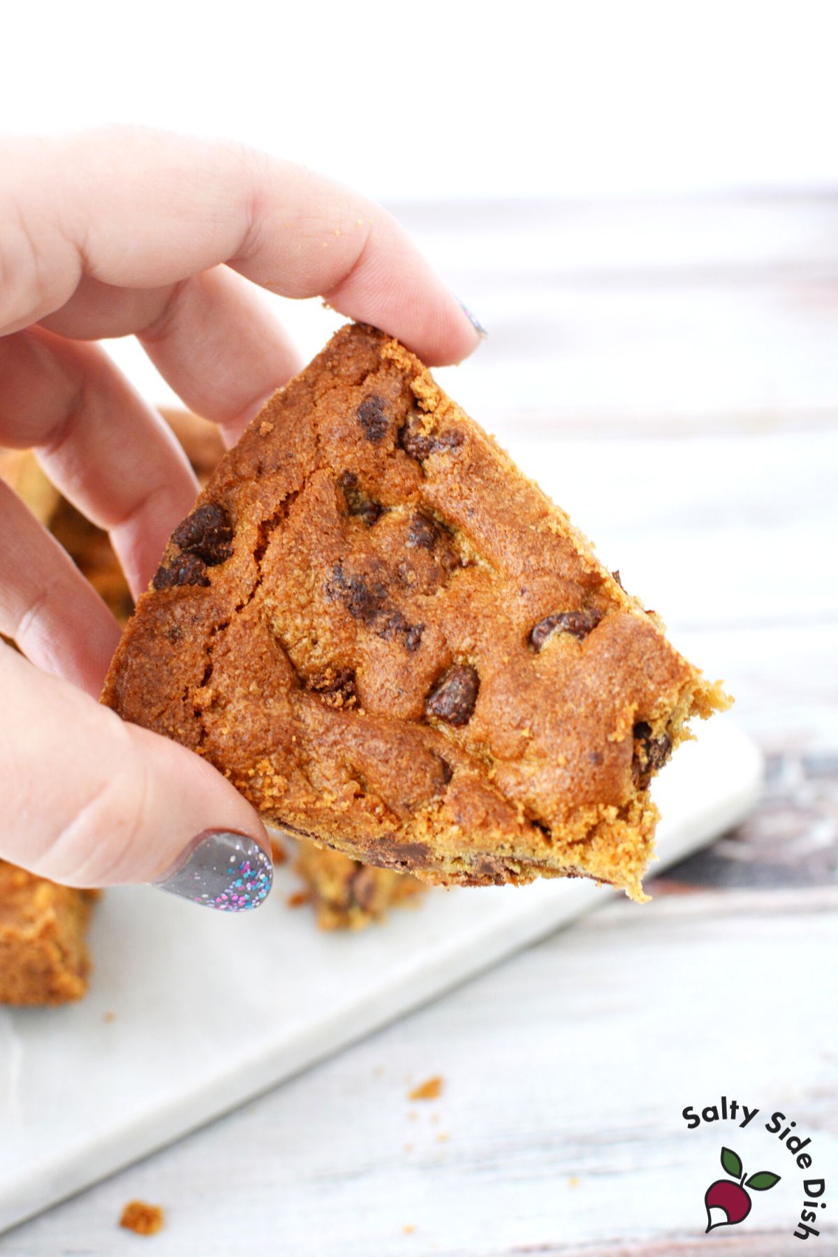 bite out of giant cookie.