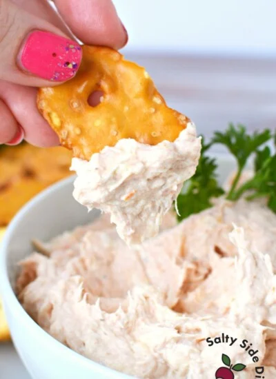 pretzel with tuna dip.