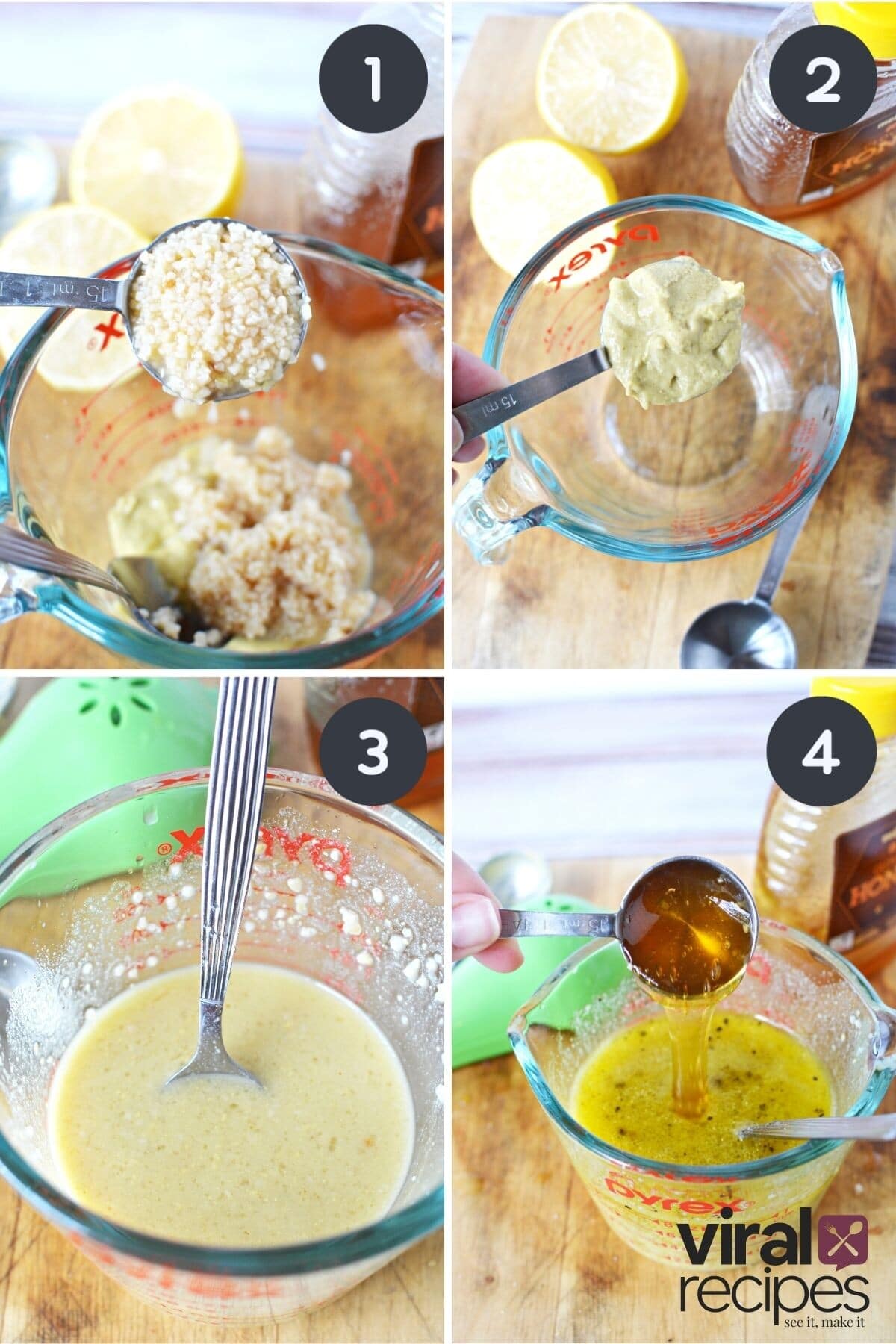 whisking together ingredients for a dressing.