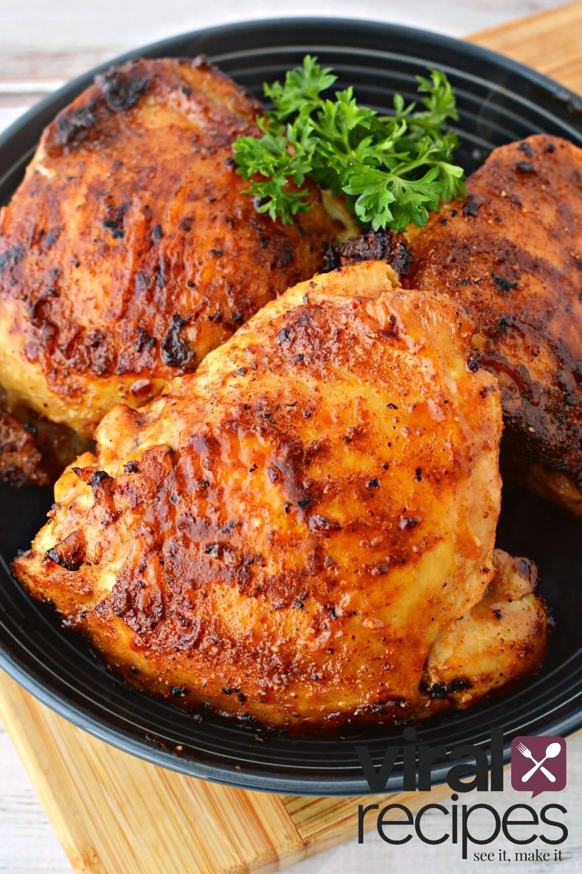 chicken thighs on a plate.