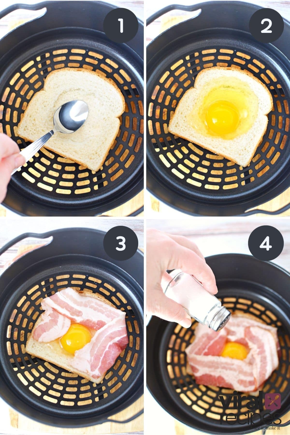air fryer toad in a hole being made in an air fryer.