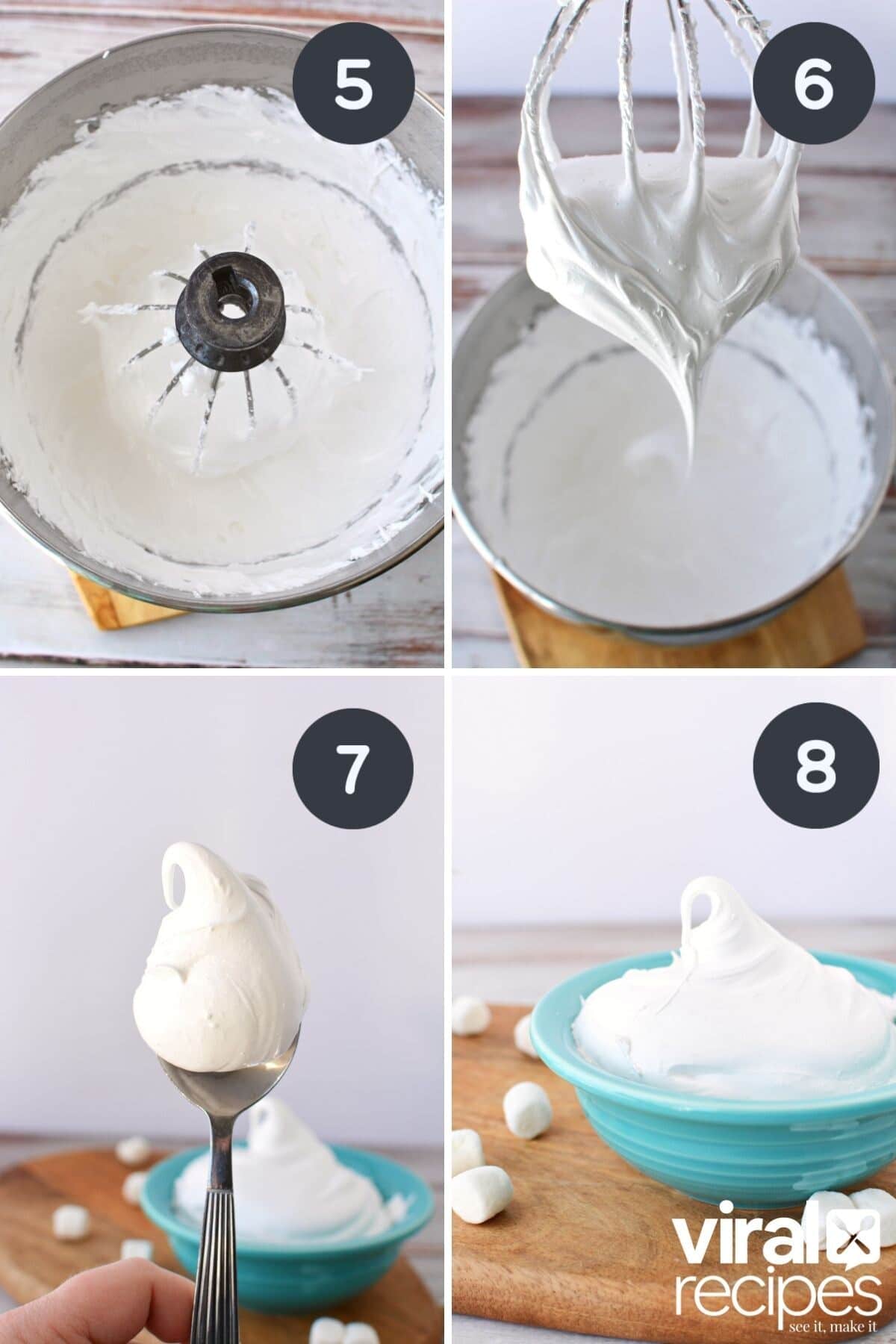 homemade marshmallow fluff in stand mixer.