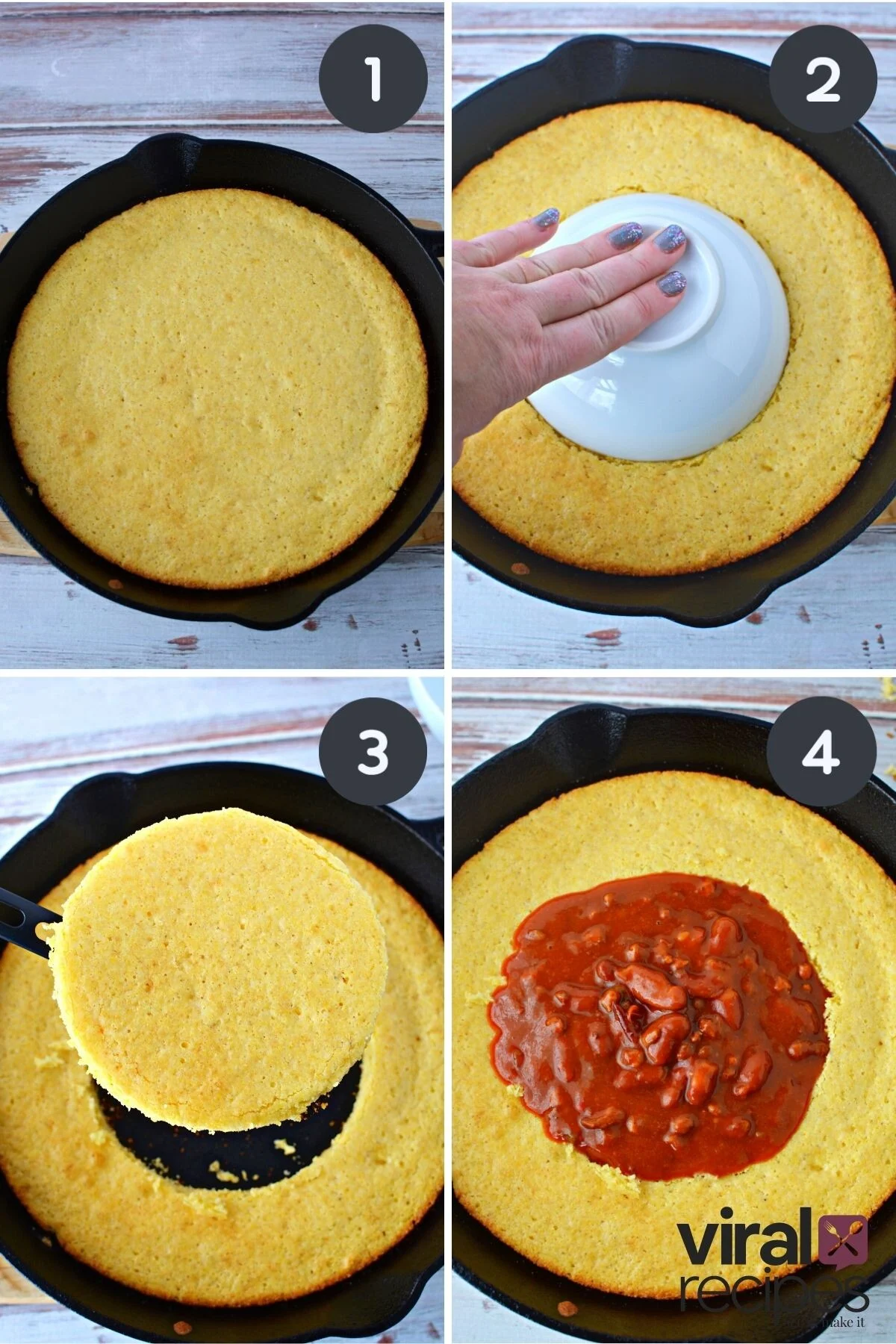 chili cornbread bowl in a cast iron pan recipe.