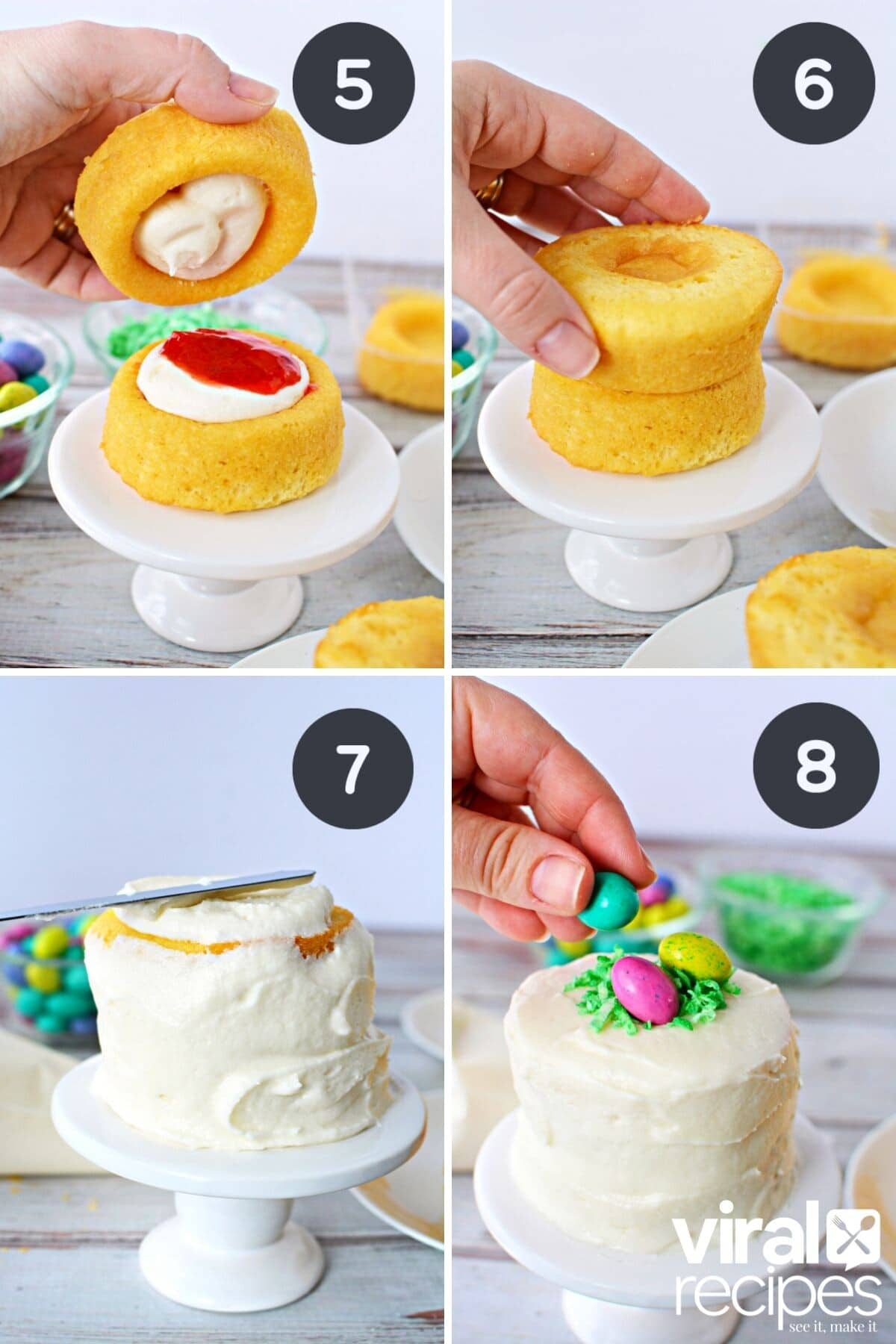no bake easter mini cakes with frosting.