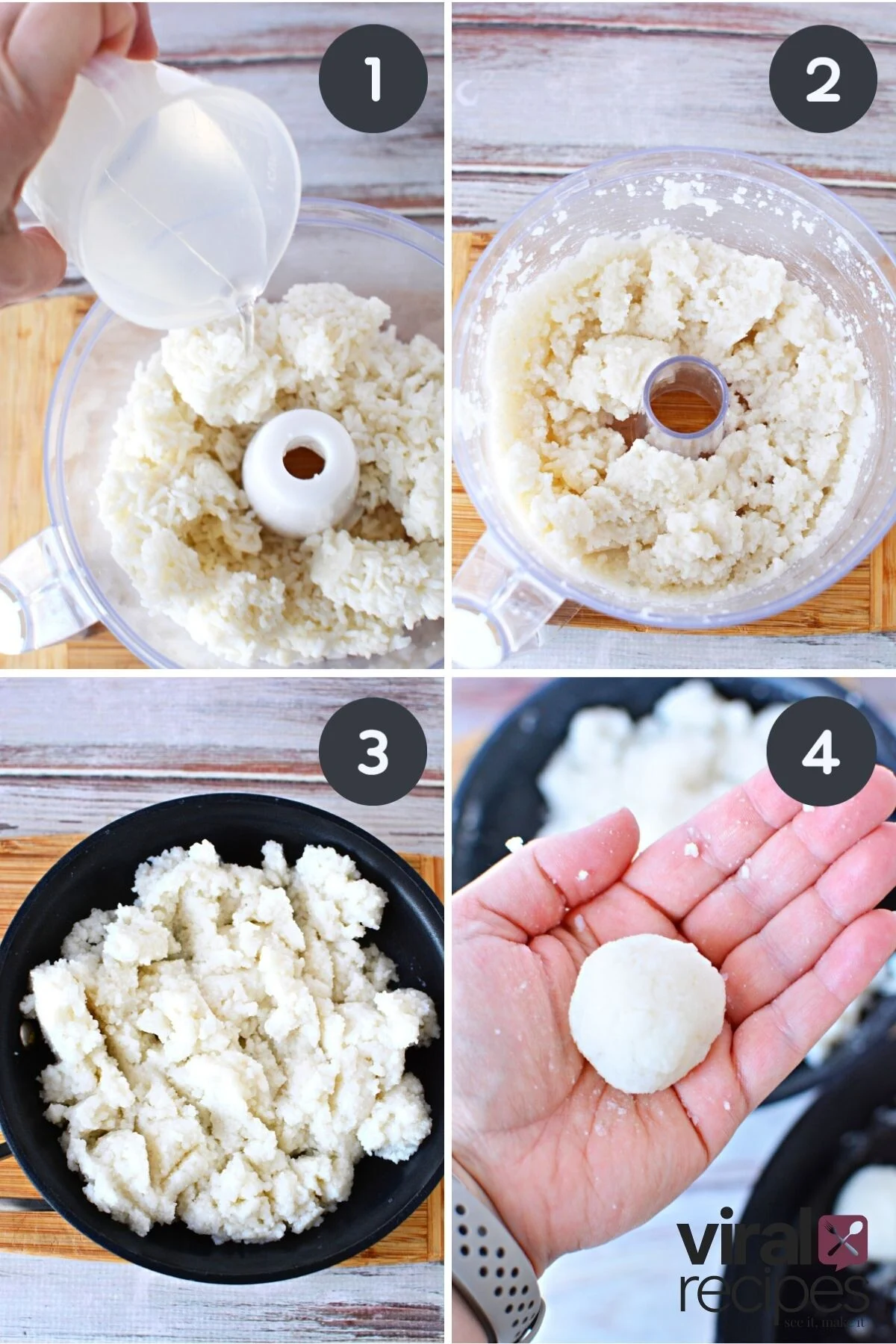 left over rice balls in a skillet.