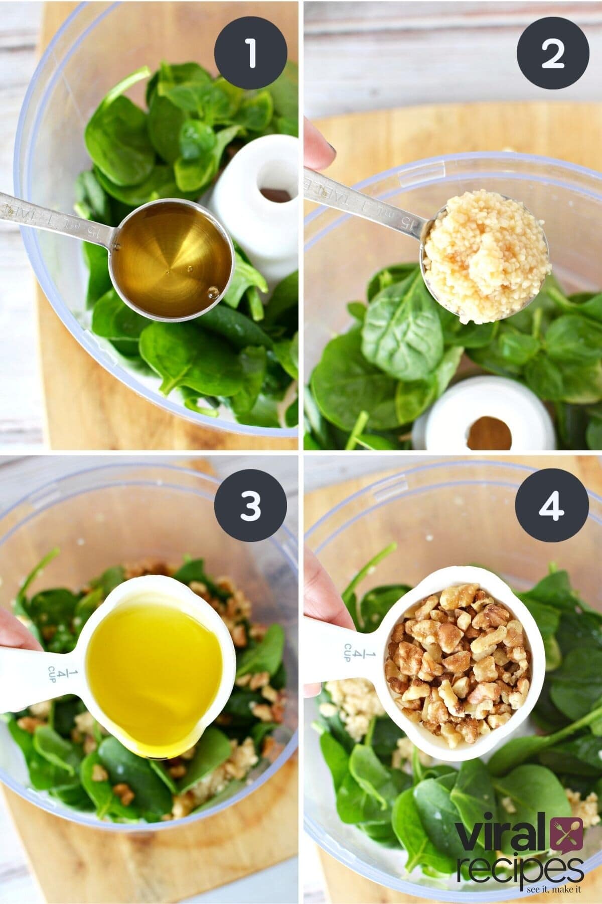 combining salad ingredients in a blender.