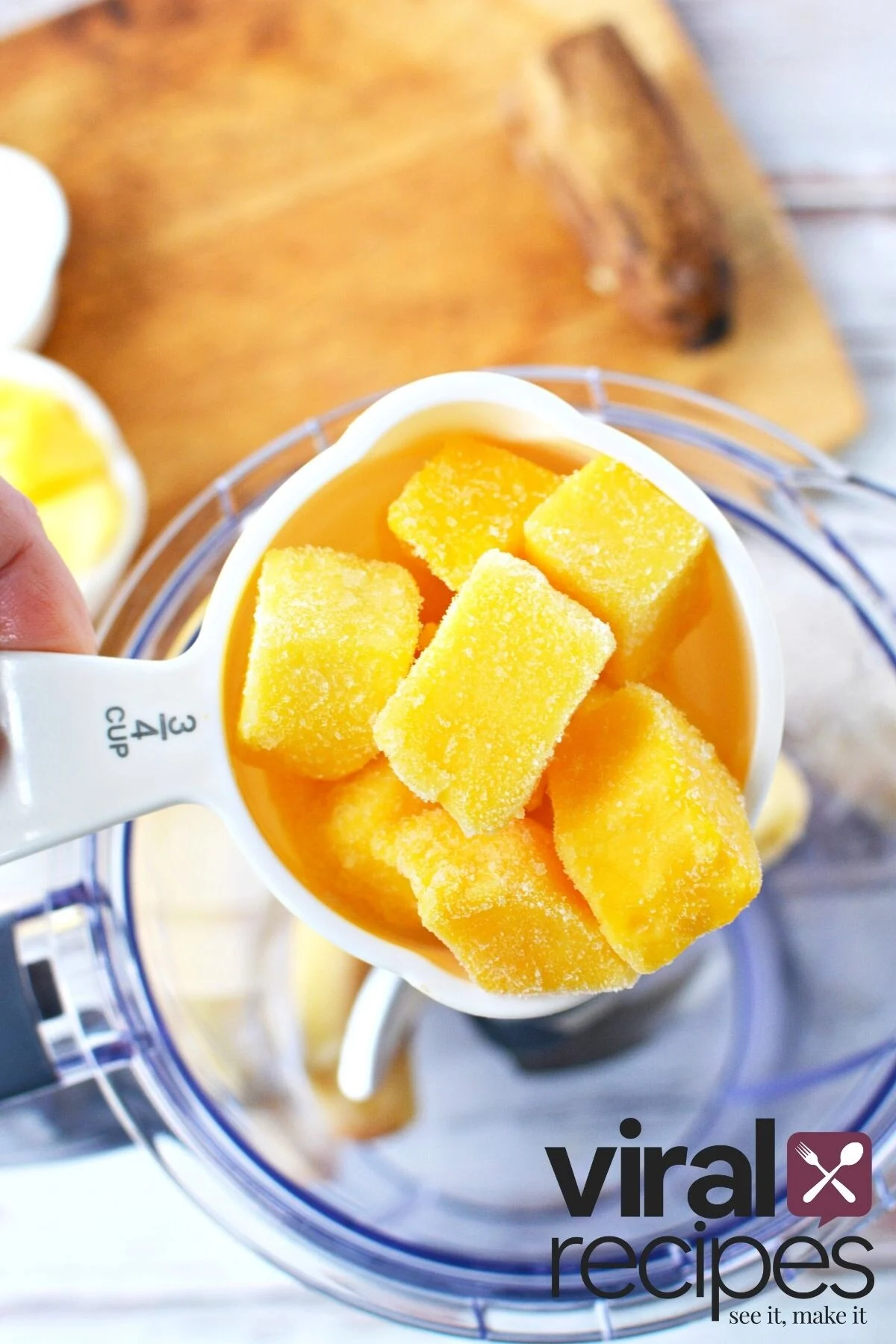 frozen mango in a cup.