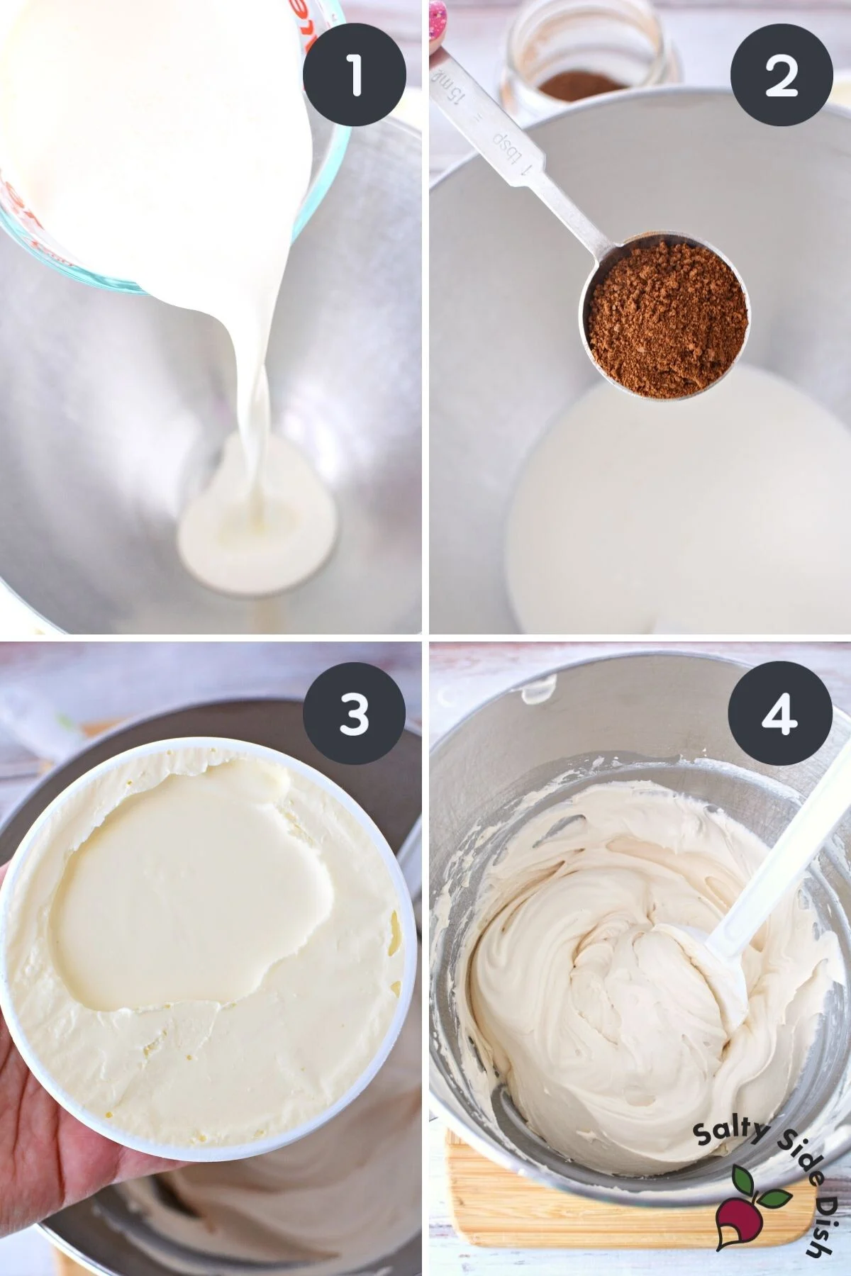 step by step on how to make 5 minute dessert dip.