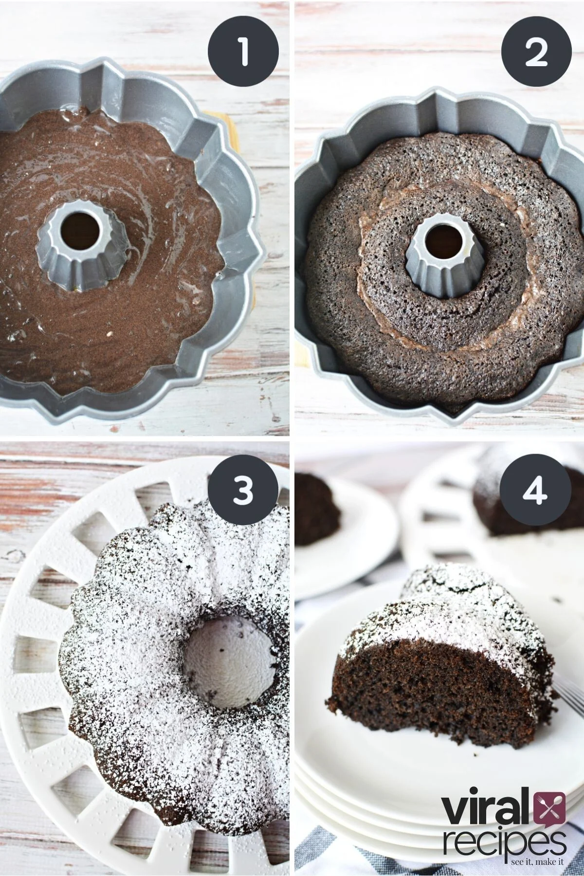 Oreo bundt cake with real oreos being baked.