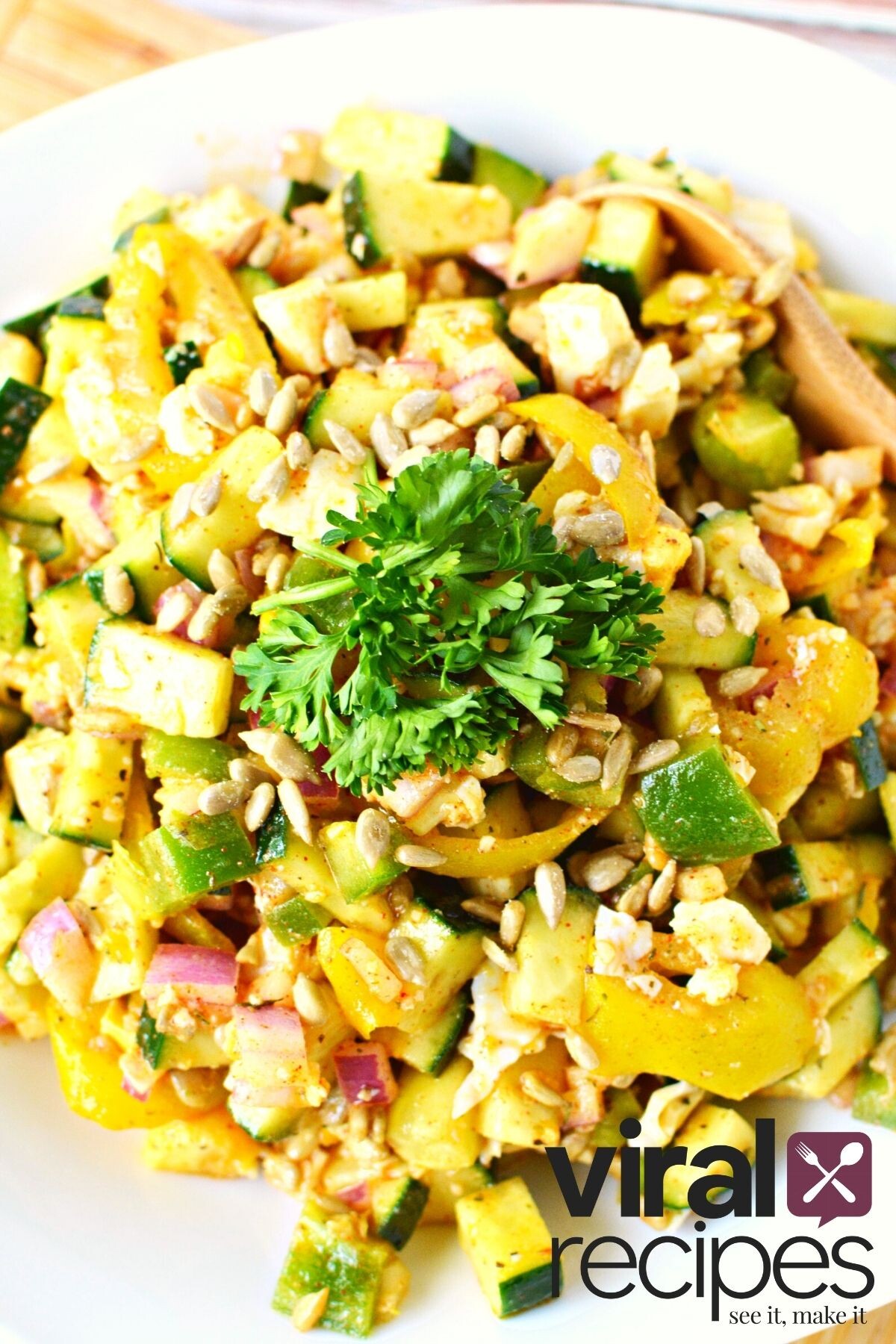 easy refreshing summer salad on a plate.