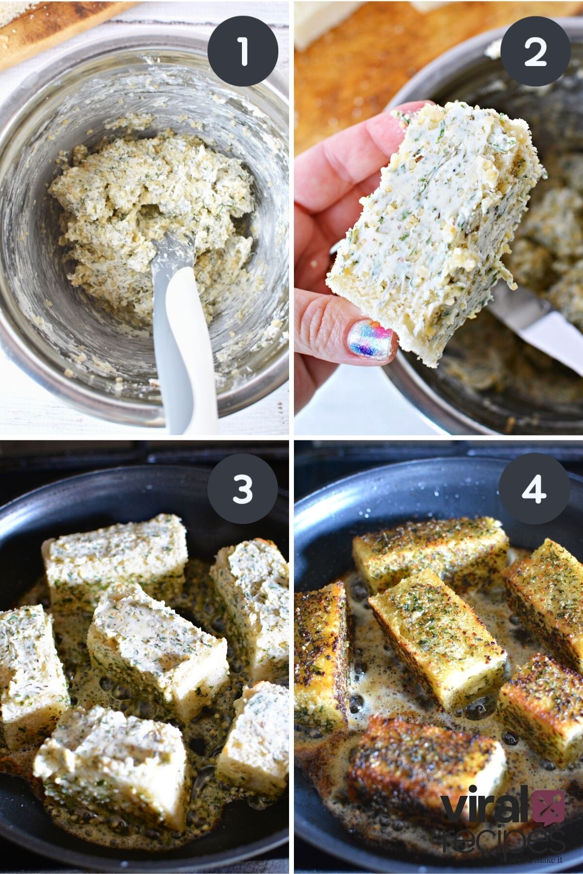 tiktok bread fried in skillet.