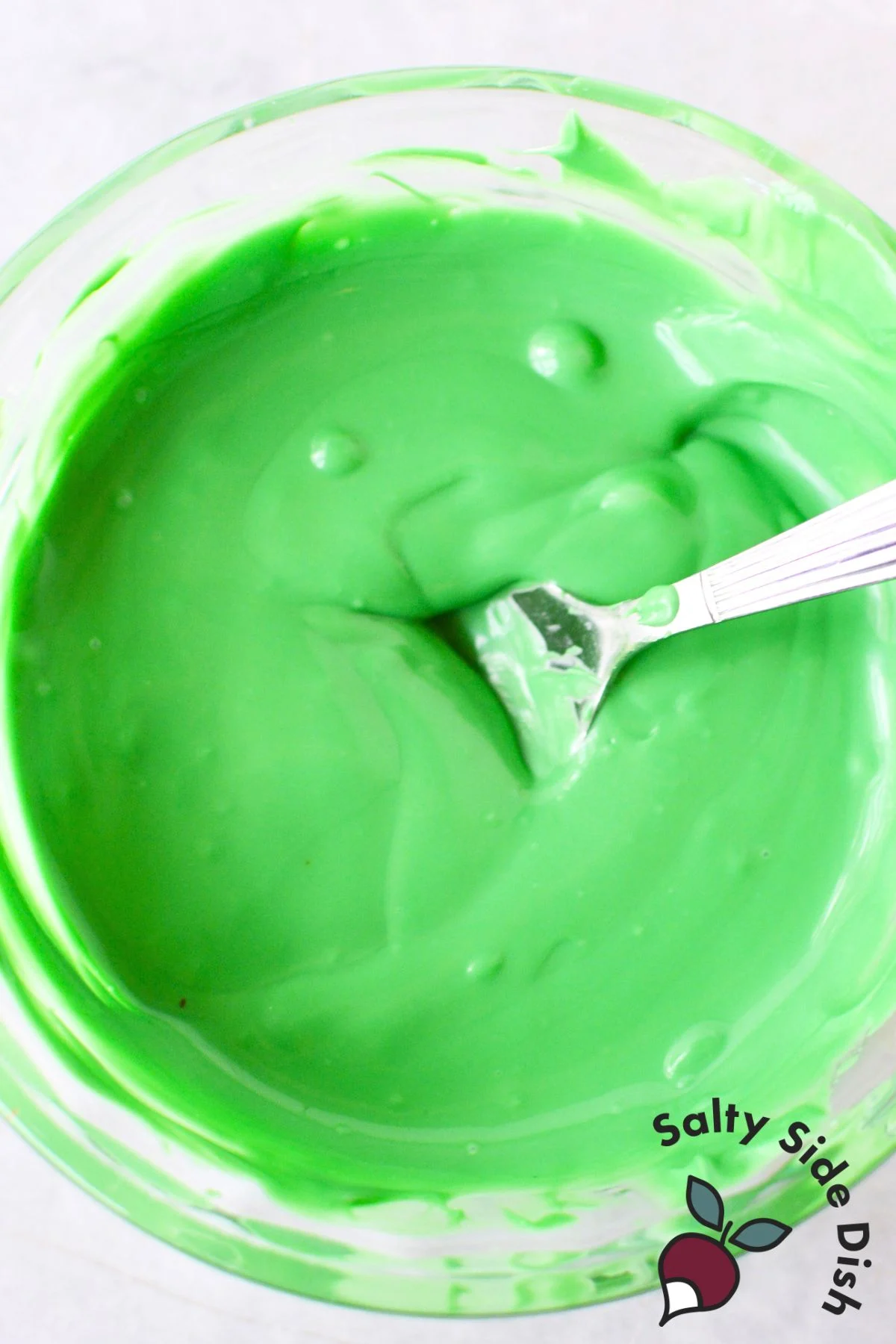 green baking melts in a bowl.