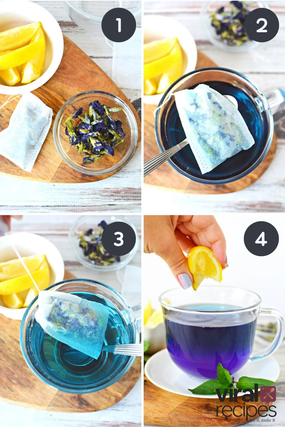 butterfly pea tea making hot tea.
