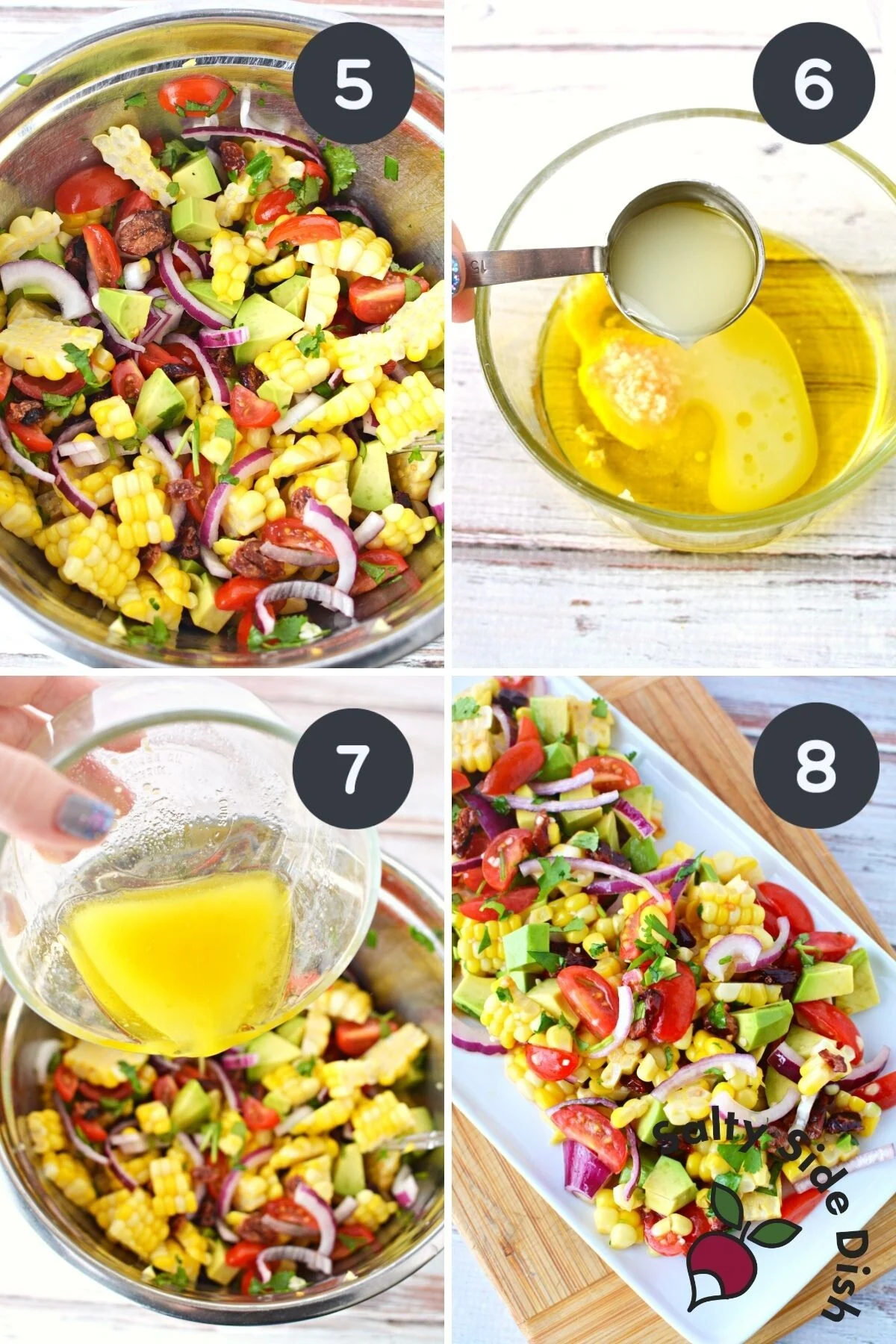 easy corn salad with avocado and corn on the cob.
