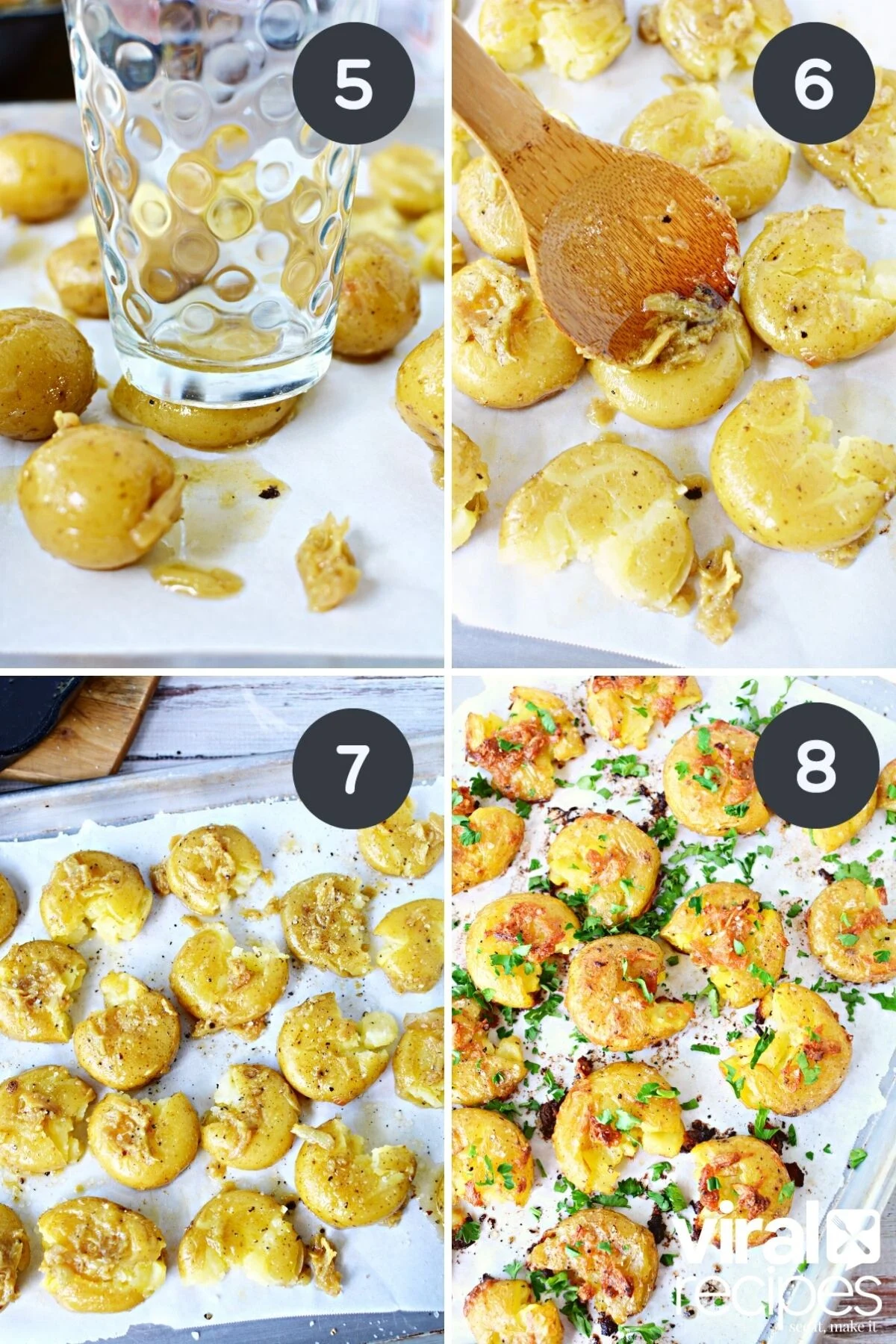 smashed crispy potatoes that are oven baked.