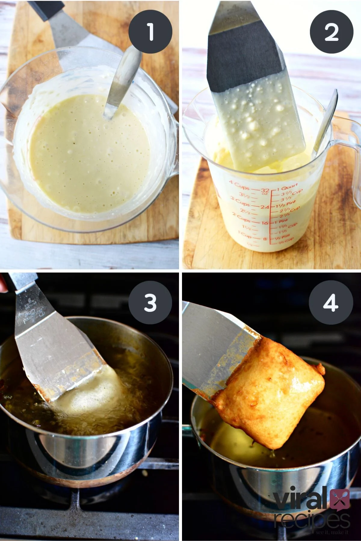 spatula pancakes fried in oil.