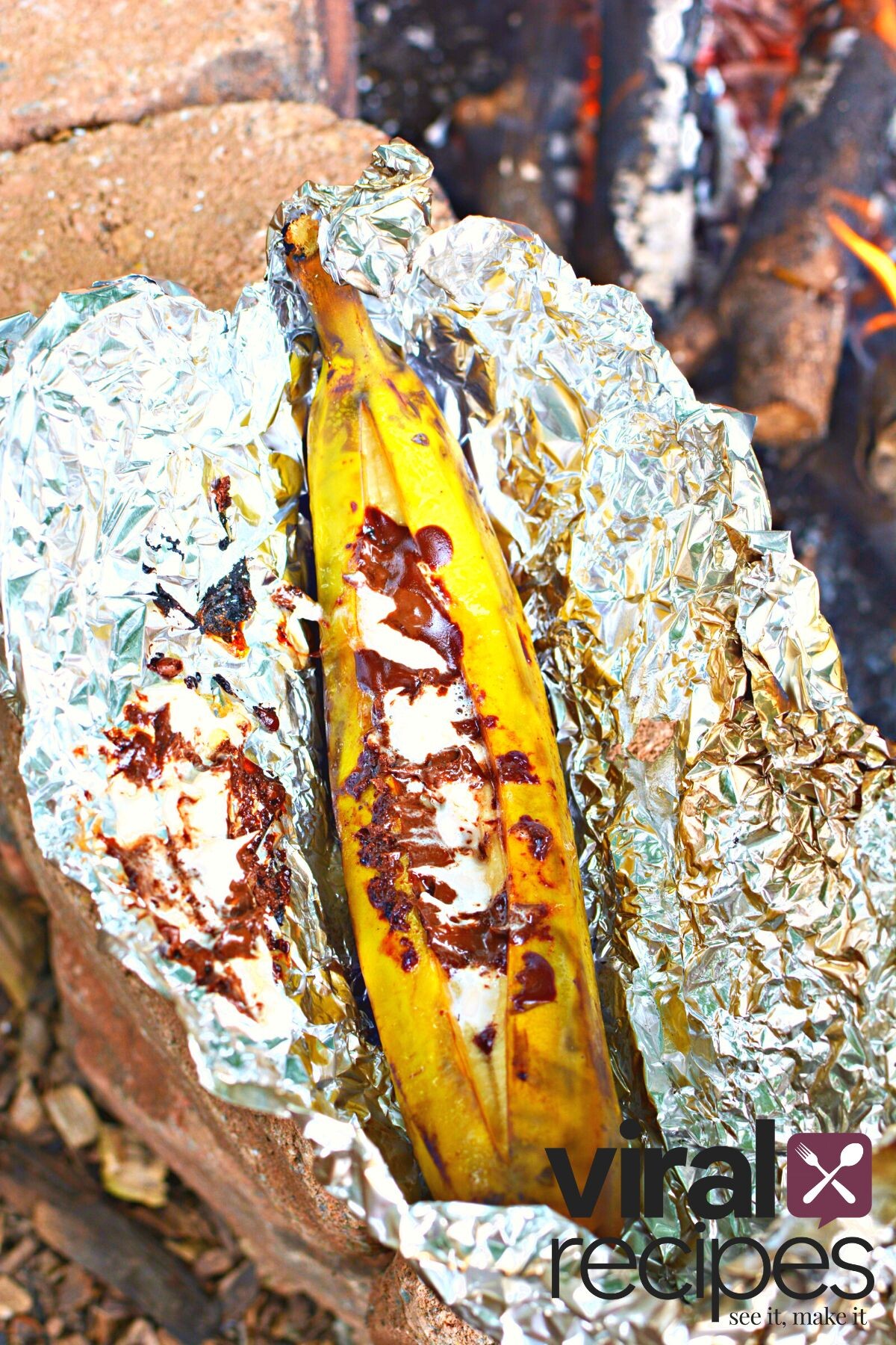 banana being opened up from foil.