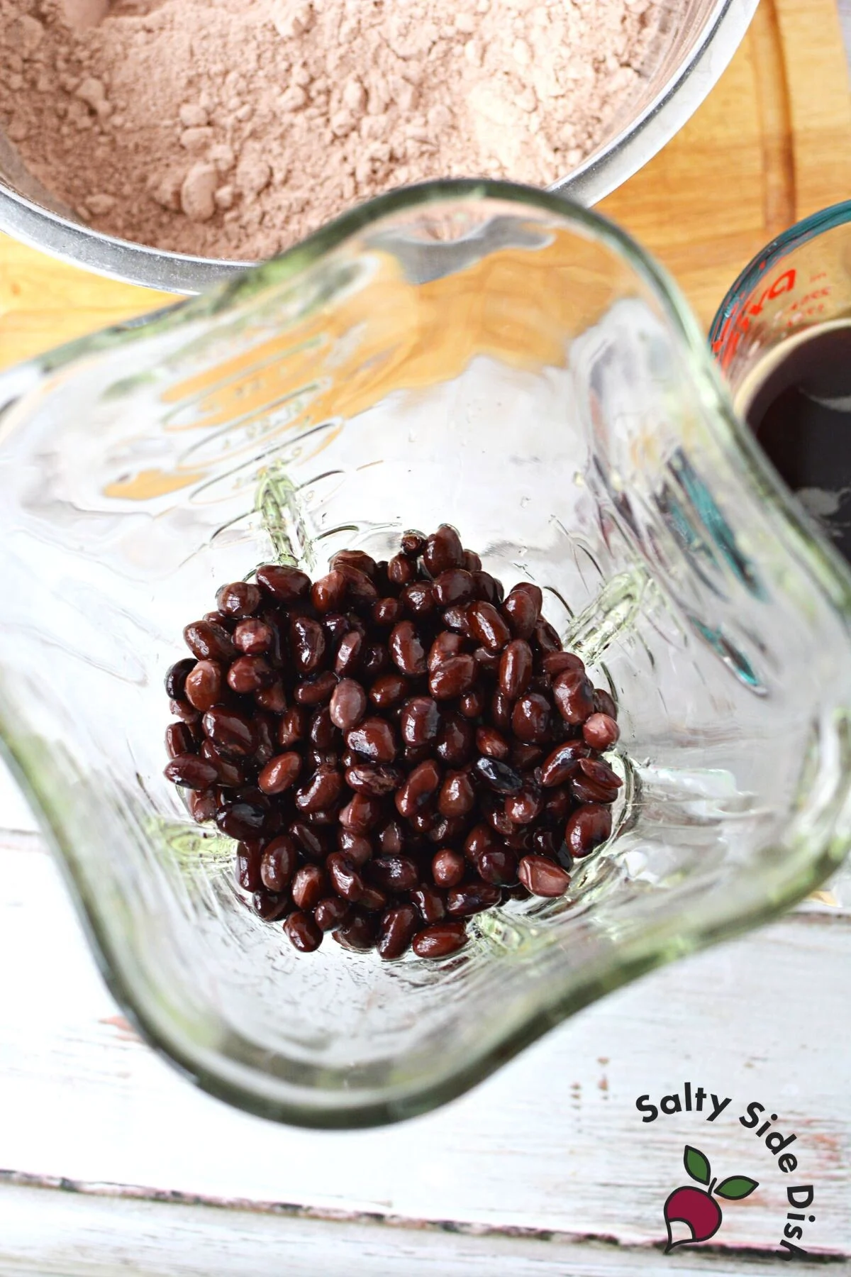 blending down black beans.