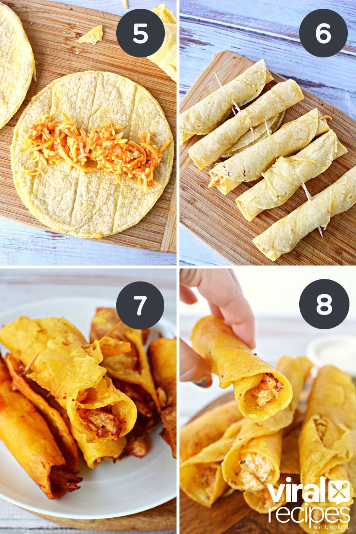 how to fry golden brown chicken taquitos.