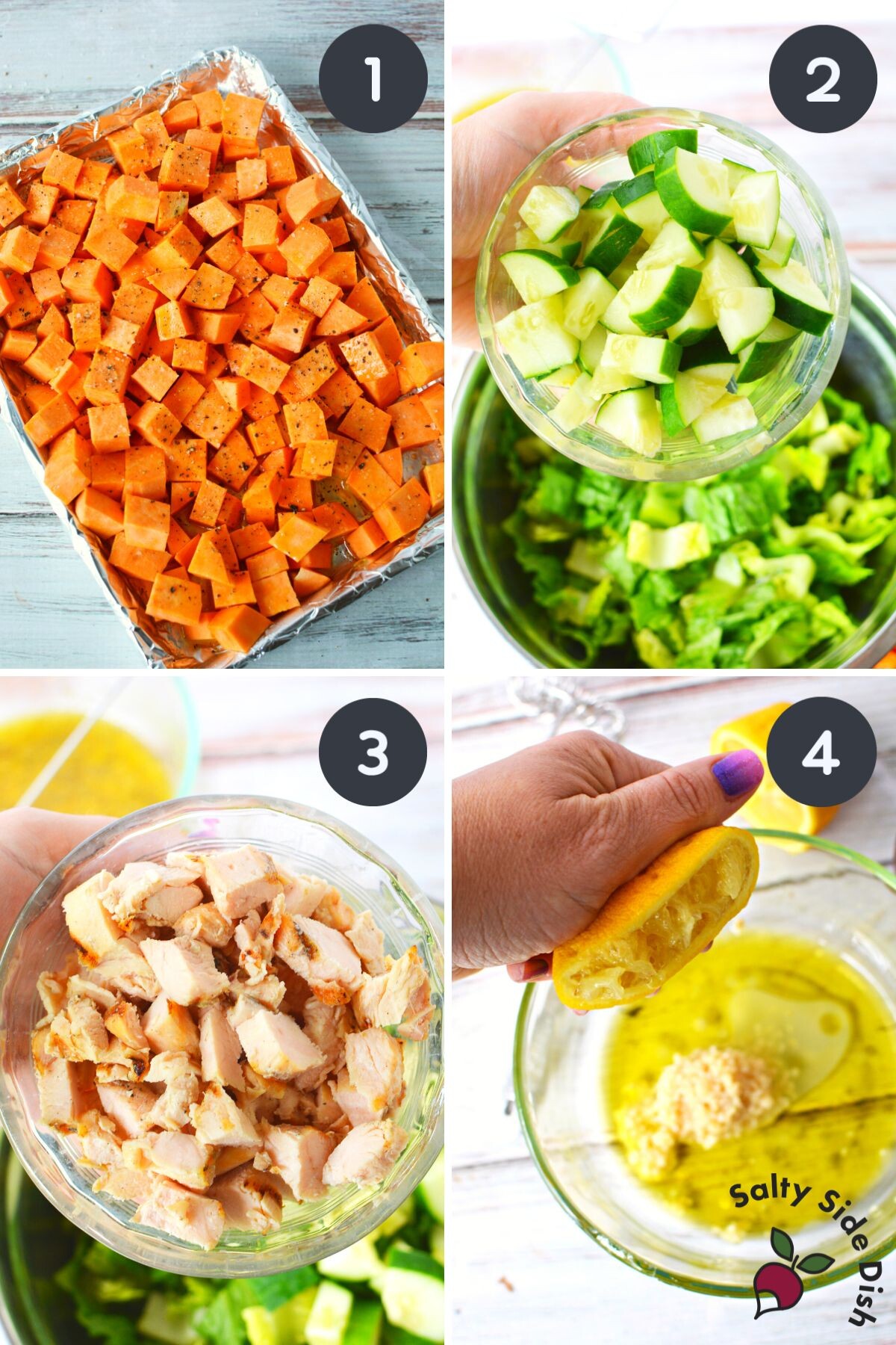 roasting potatoes for sweet potato salad recipe.