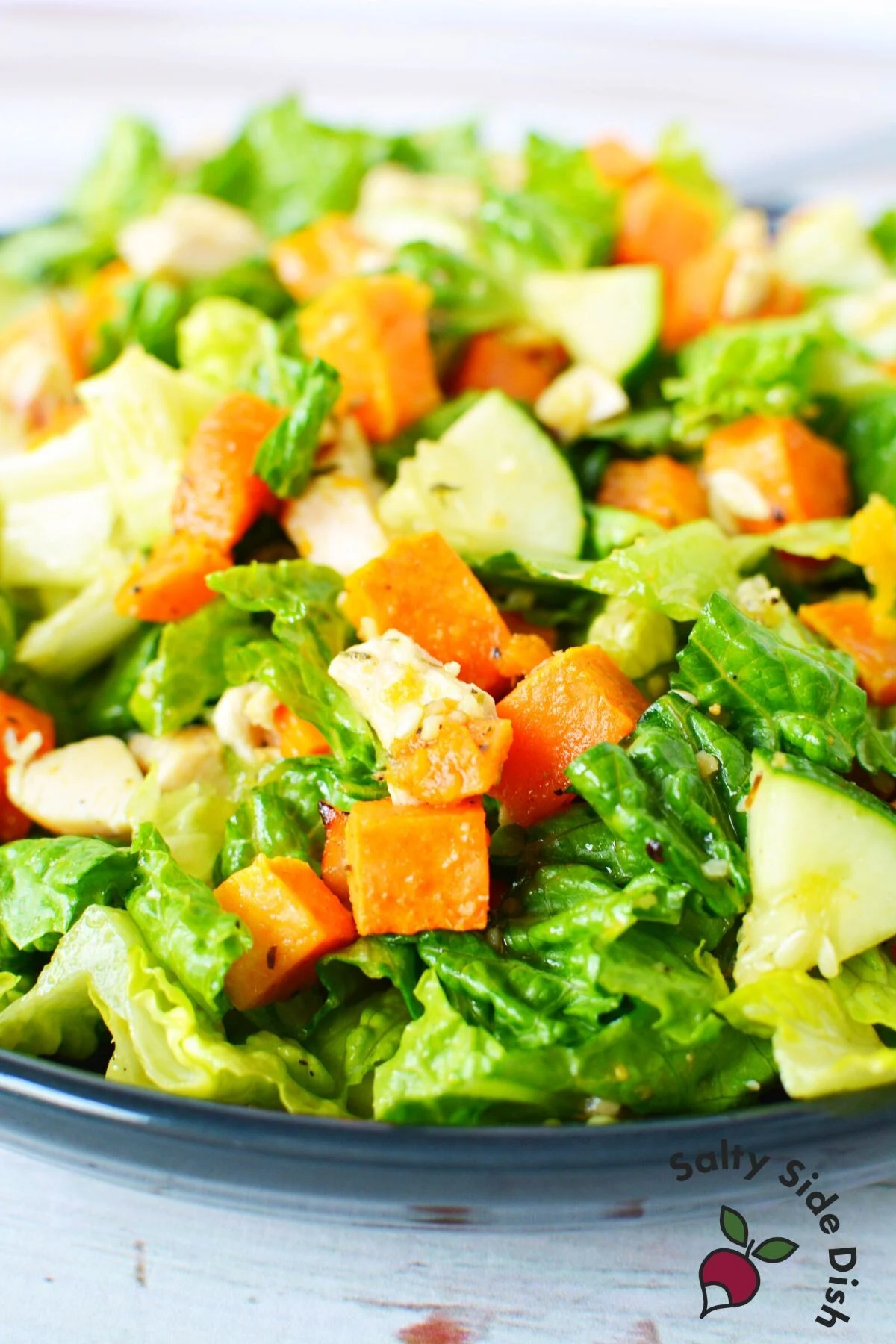 cold sweet potato salad in a salad bowl.