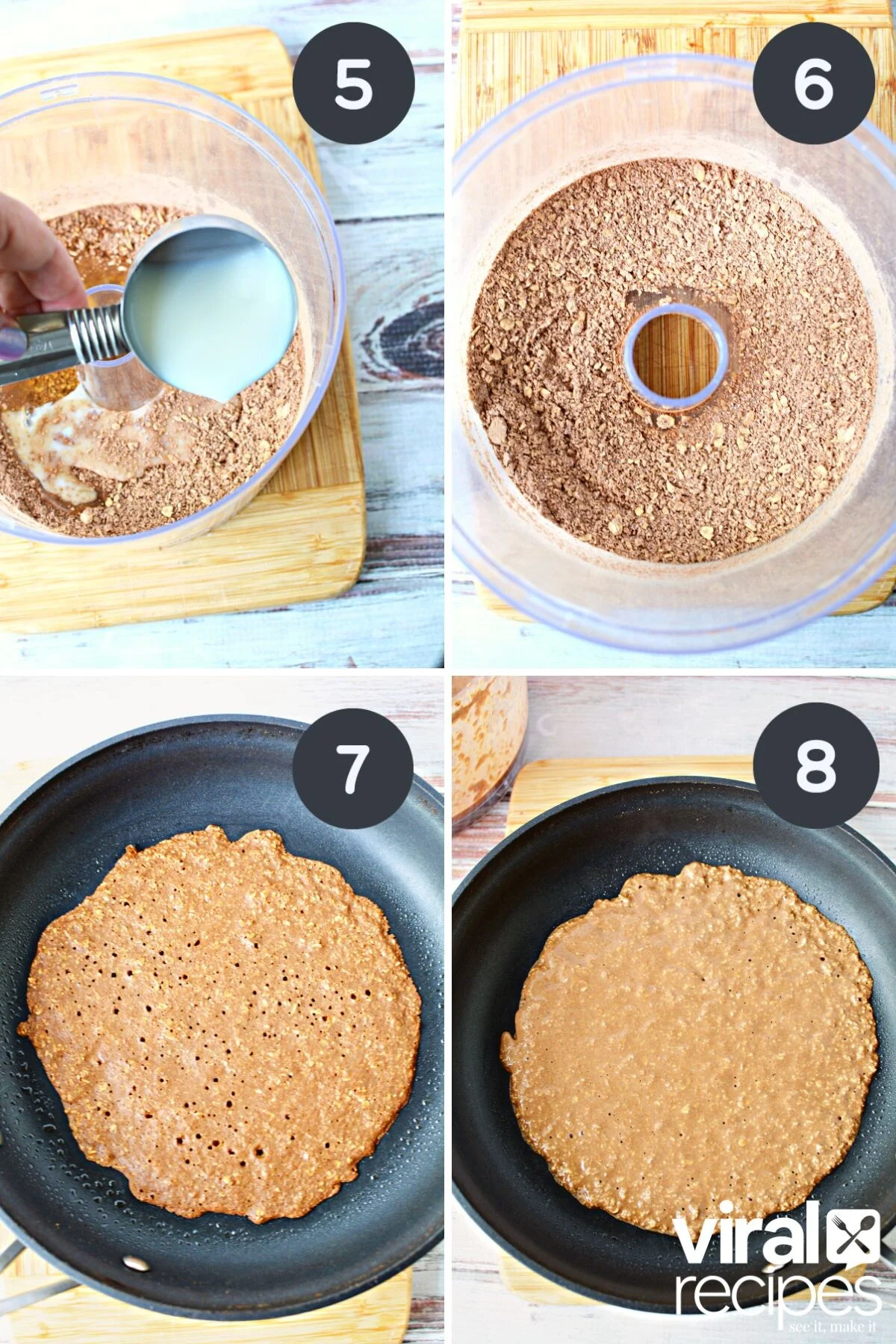 savory oatmeal crepes in stovetop skillet.