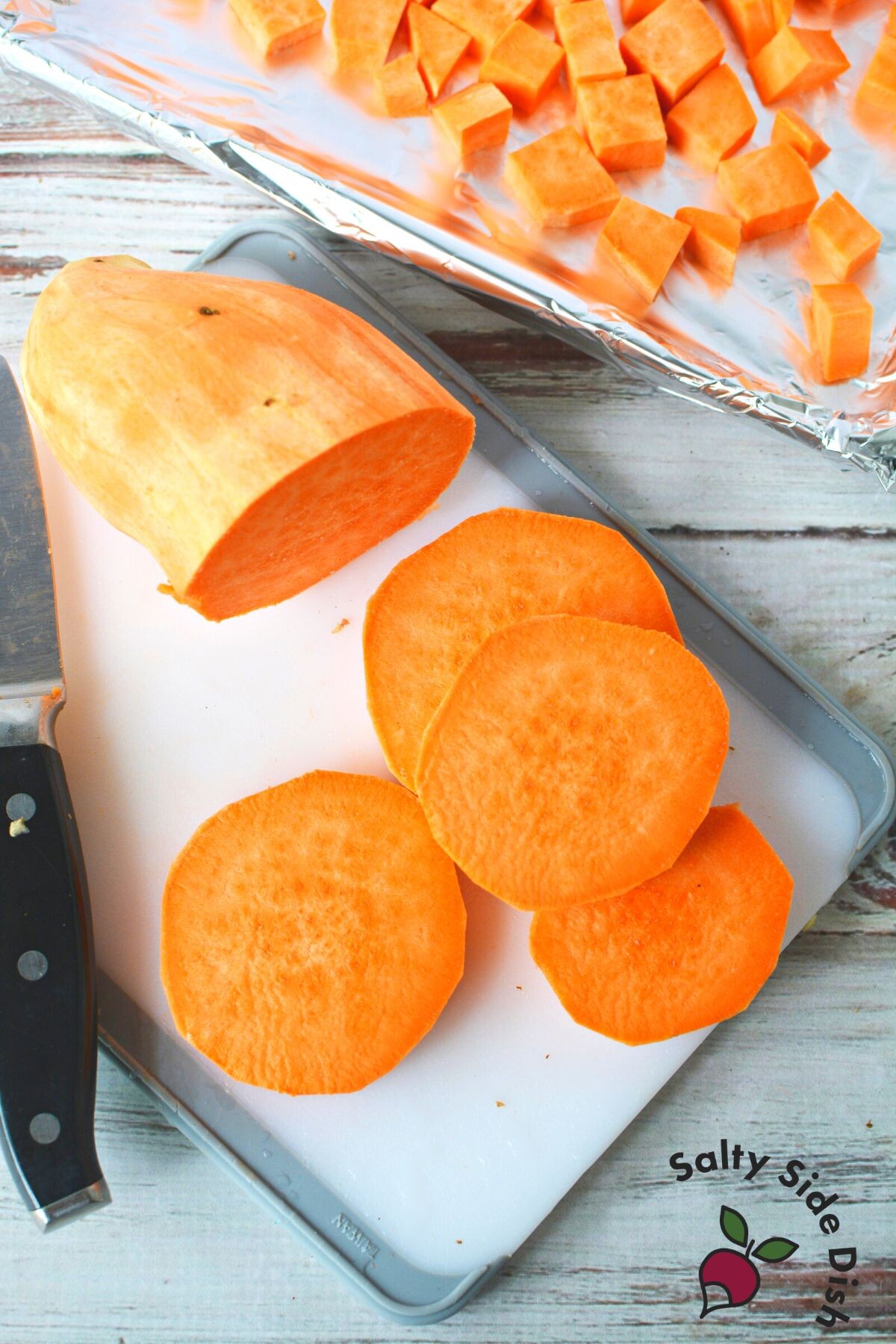 sliced sweet potatoes.