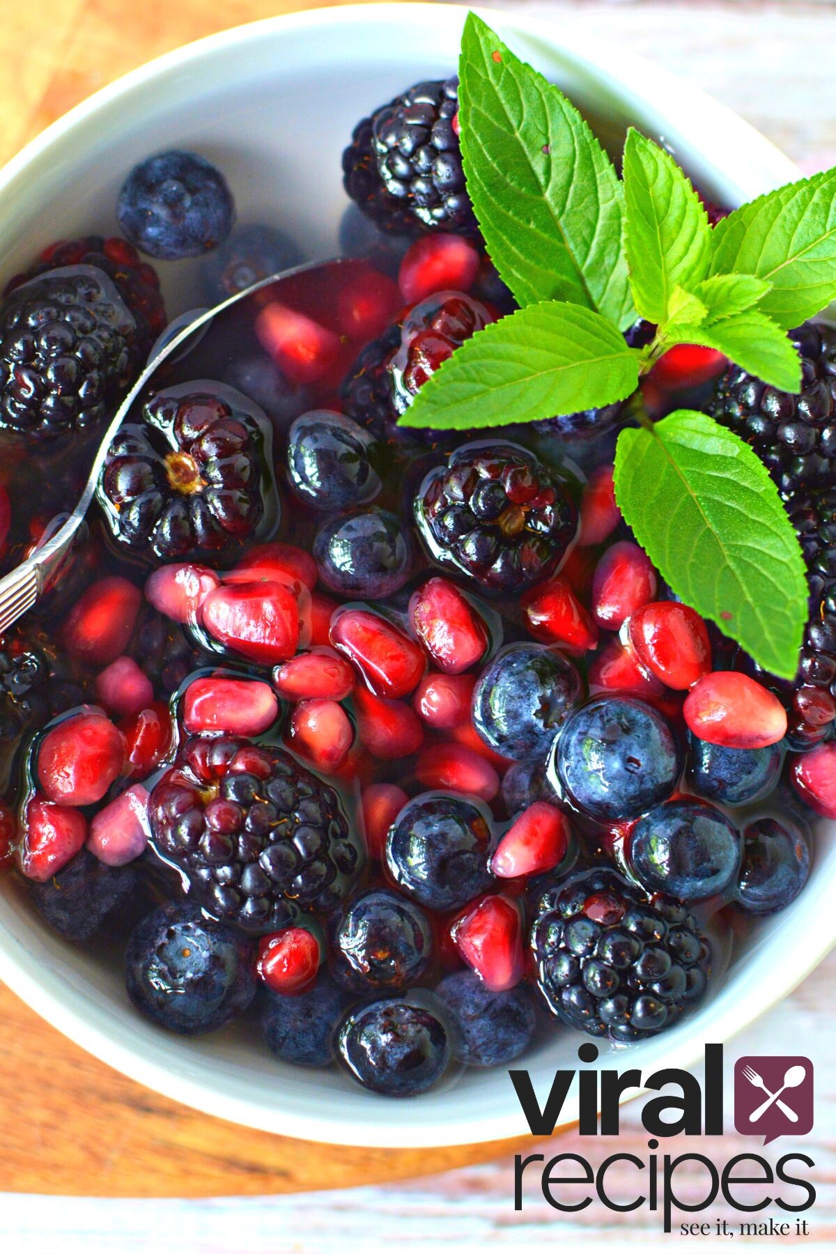 tiktok viral trend for natures cereal in a white bowl and a side of mint leaves.