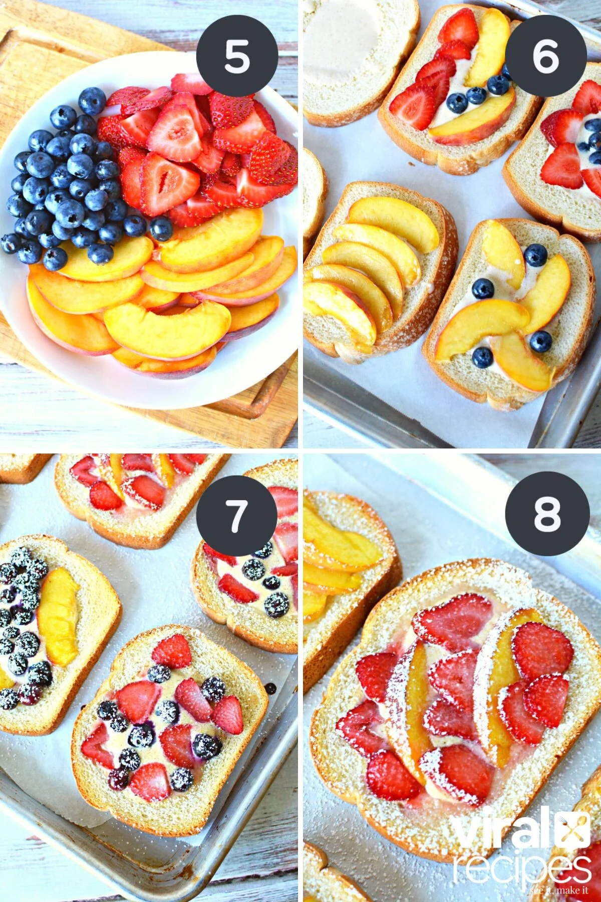 viral custard toast decorated with fresh fruits.