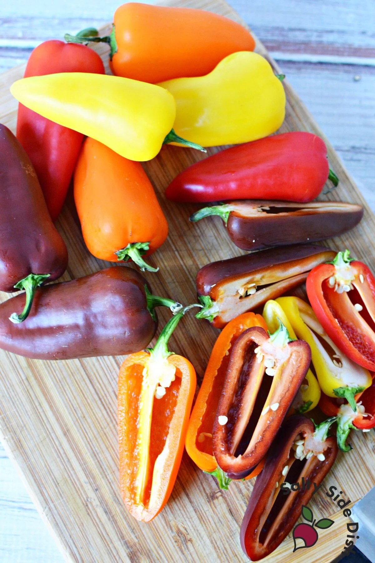 cut up peppers.