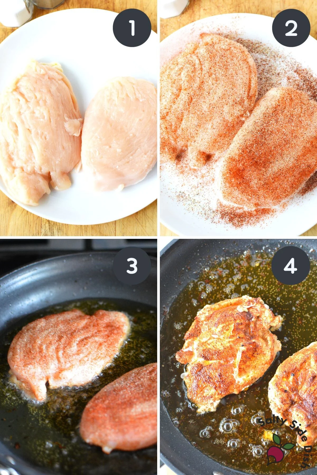 how to pan fry and oven make chicken breasts with cast iron.
