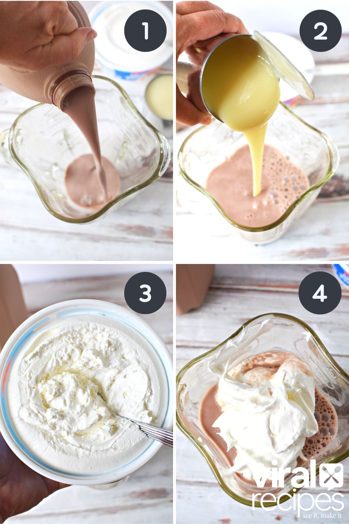 Wendys Frosty Recipe being poured into blender.