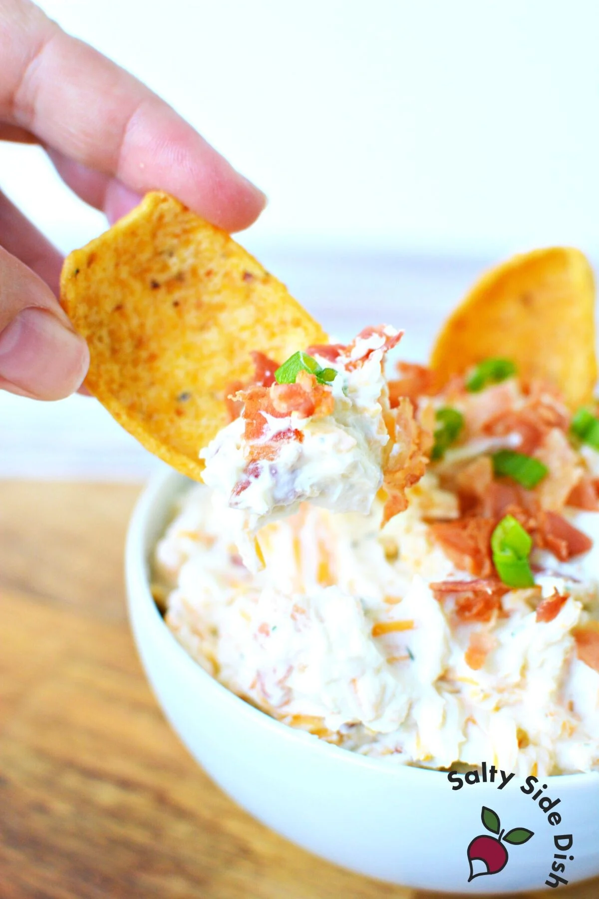 Don't Tell the Doctor Dip with frito chip.